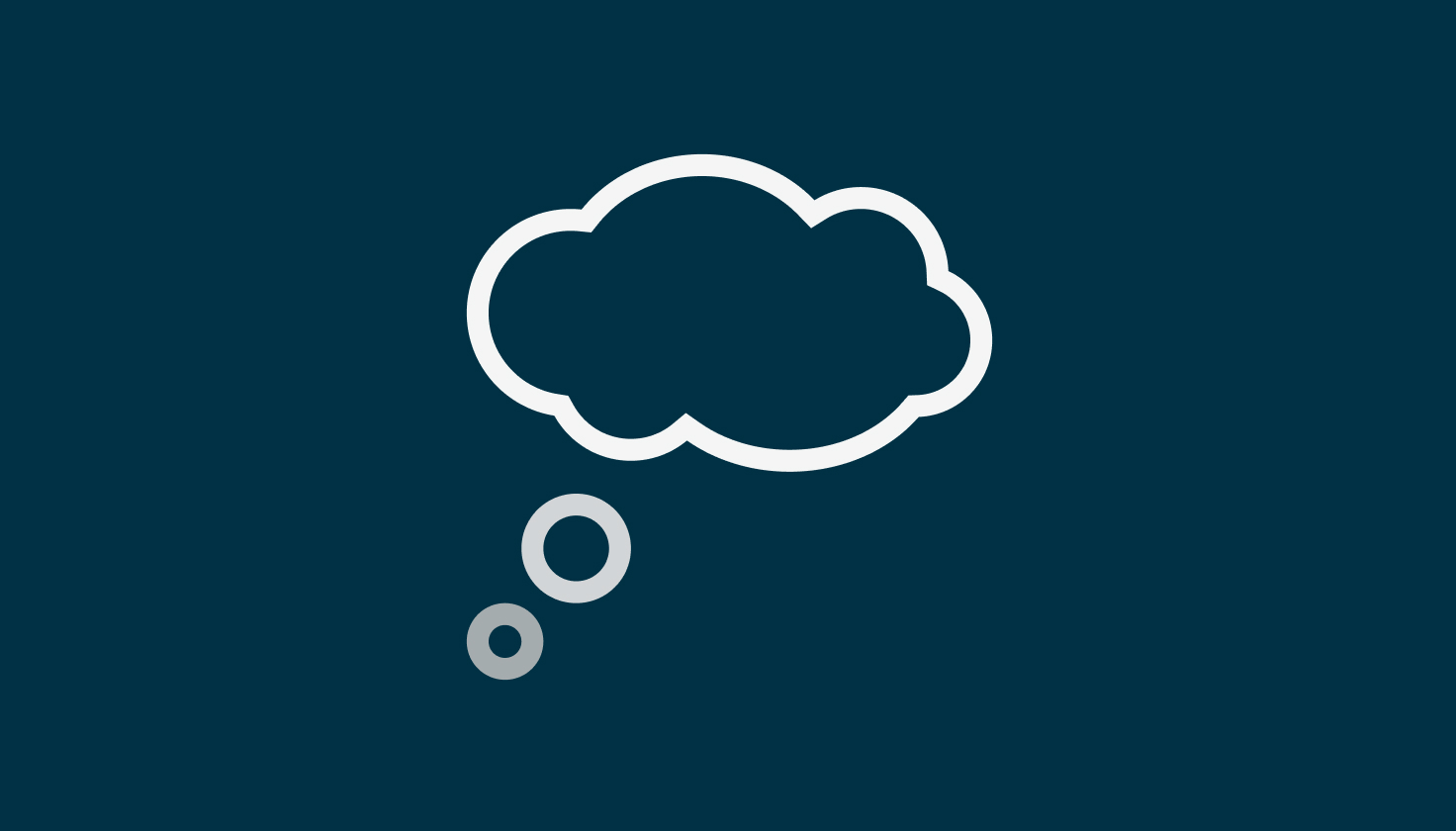 Icon of an idea or thought cloud, on blue background