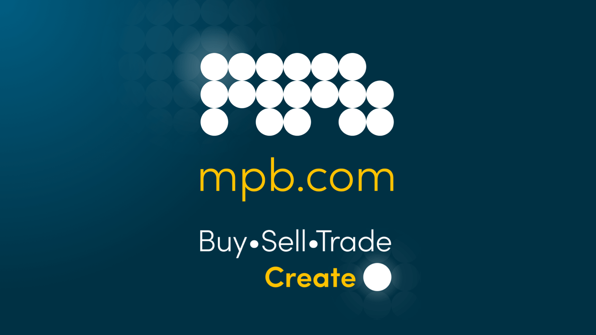 The MPB logo on a dark blue logo, the text reads "mpb.com. Buy. Sell. Trade. Create."