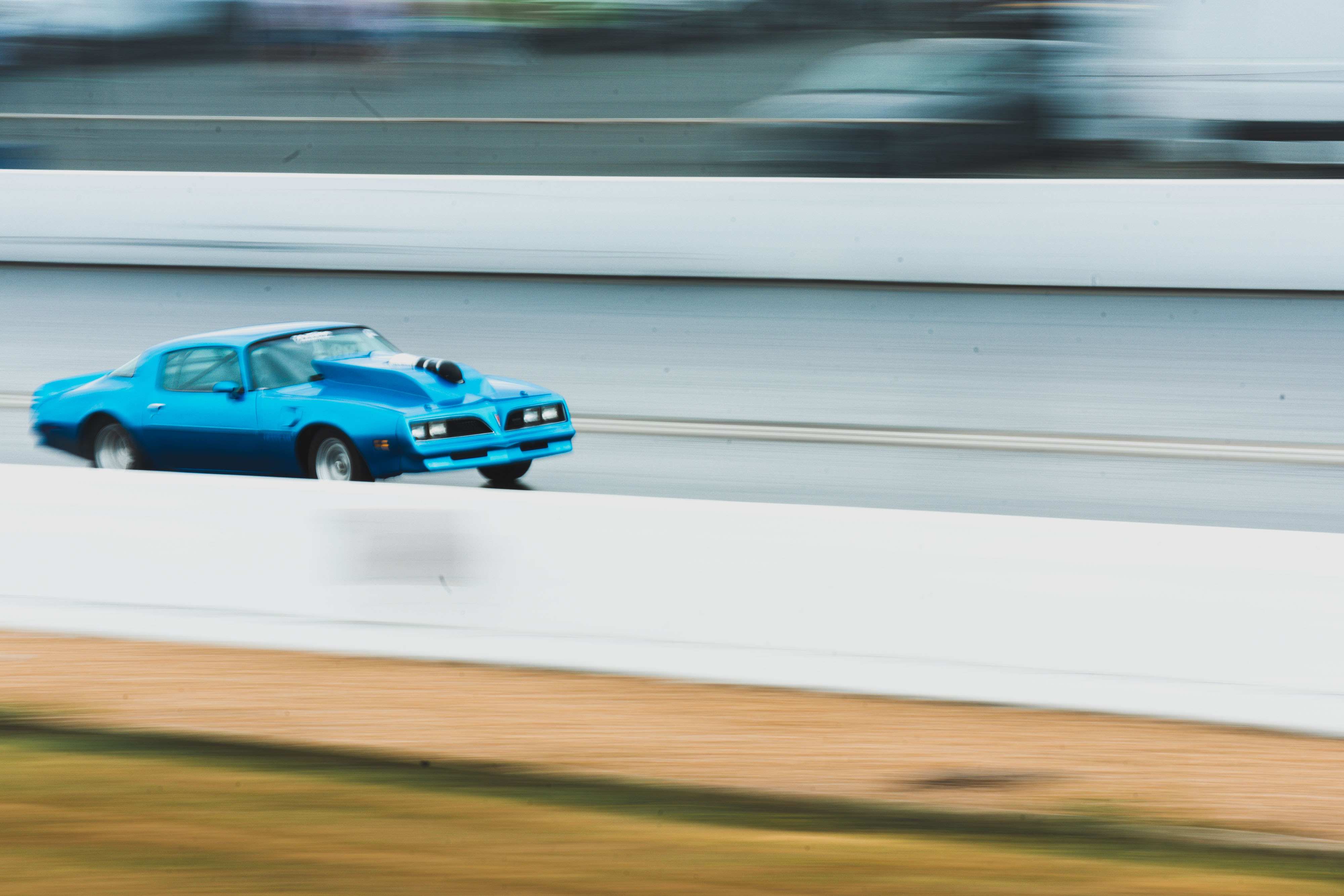 Blue drag racer car
