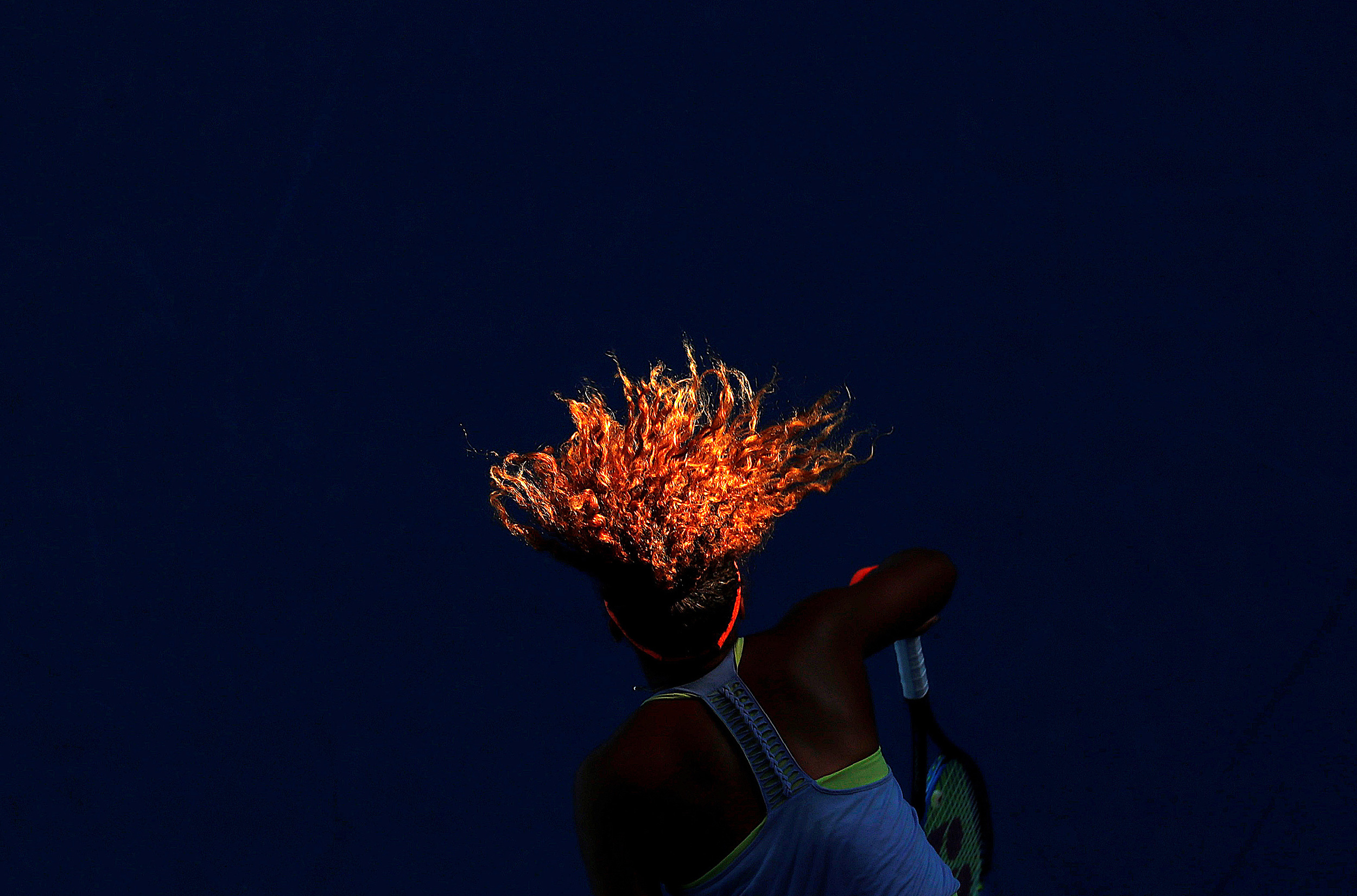 Tennis - Australian Open - Margaret Court Arena, Melbourne, Australië, 22 januari 2018. Naomi Osaka van Japan in actie tegen Simona Halep van Roemenië. Door David Gray