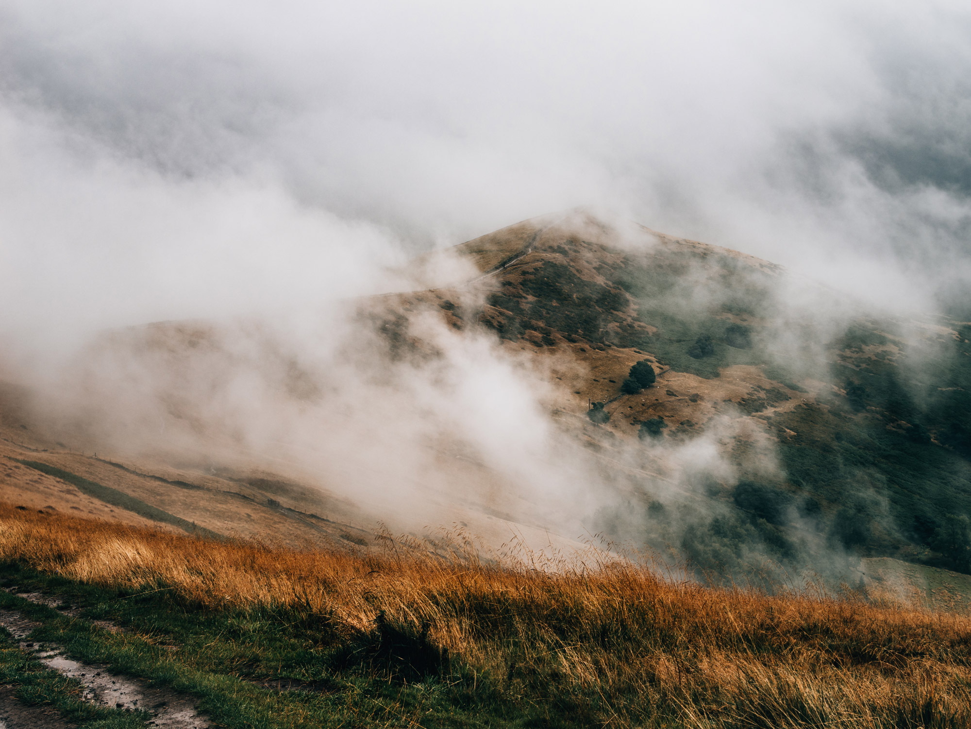 A cloudy hill top. Shot by Emily Lowrey with the Panasonic Lumix DC-GH6.