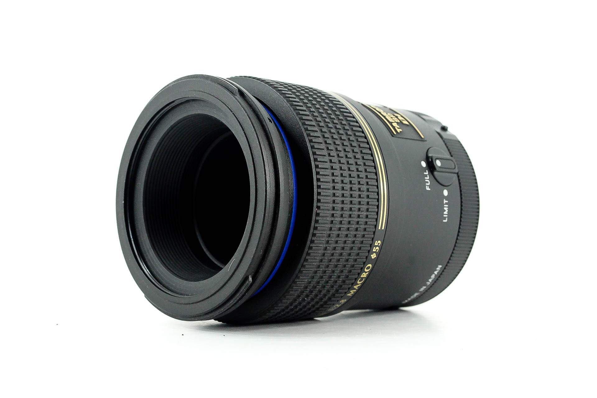 Image of a Tamron SP 90mm f/2.8 Di VC USD Macro lens on a white background.