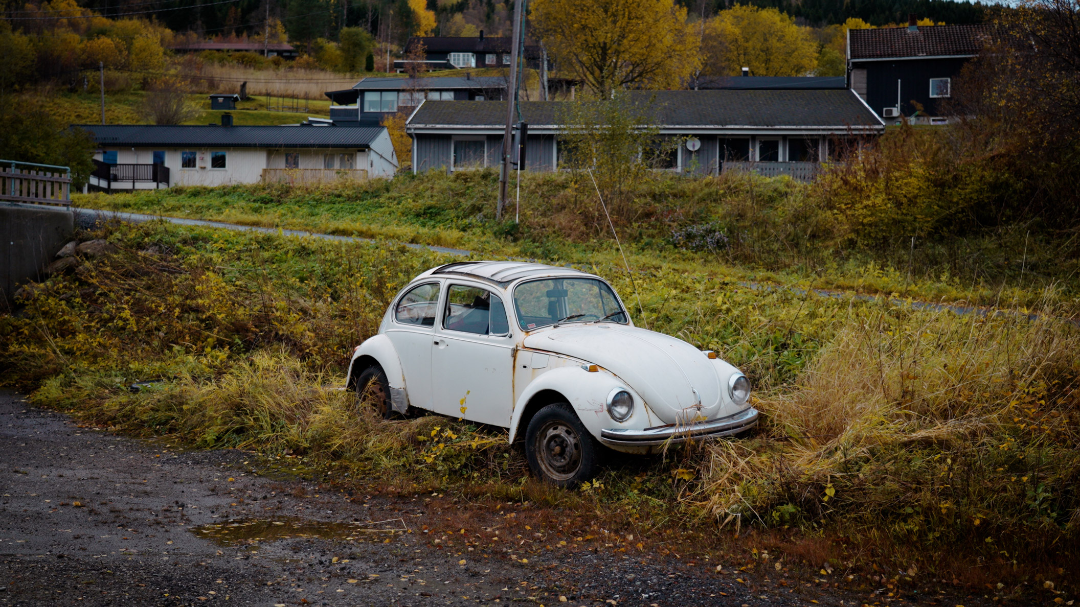 Shot of a VW Bug in grass by Jakub Golis in Norway, taken on a used Sony FX3 from MPB.