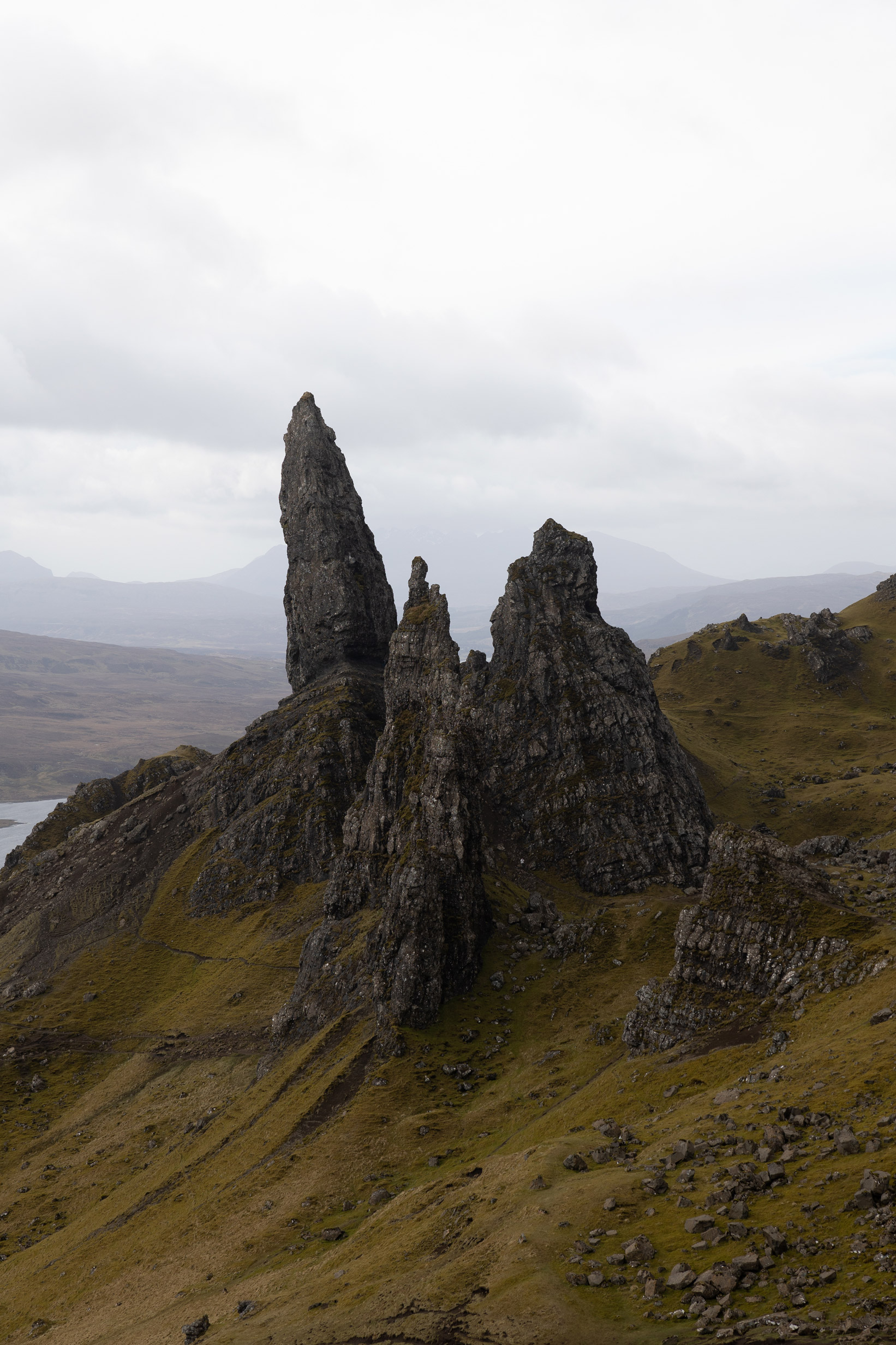 The Old Man of Storr on a cloudy day.