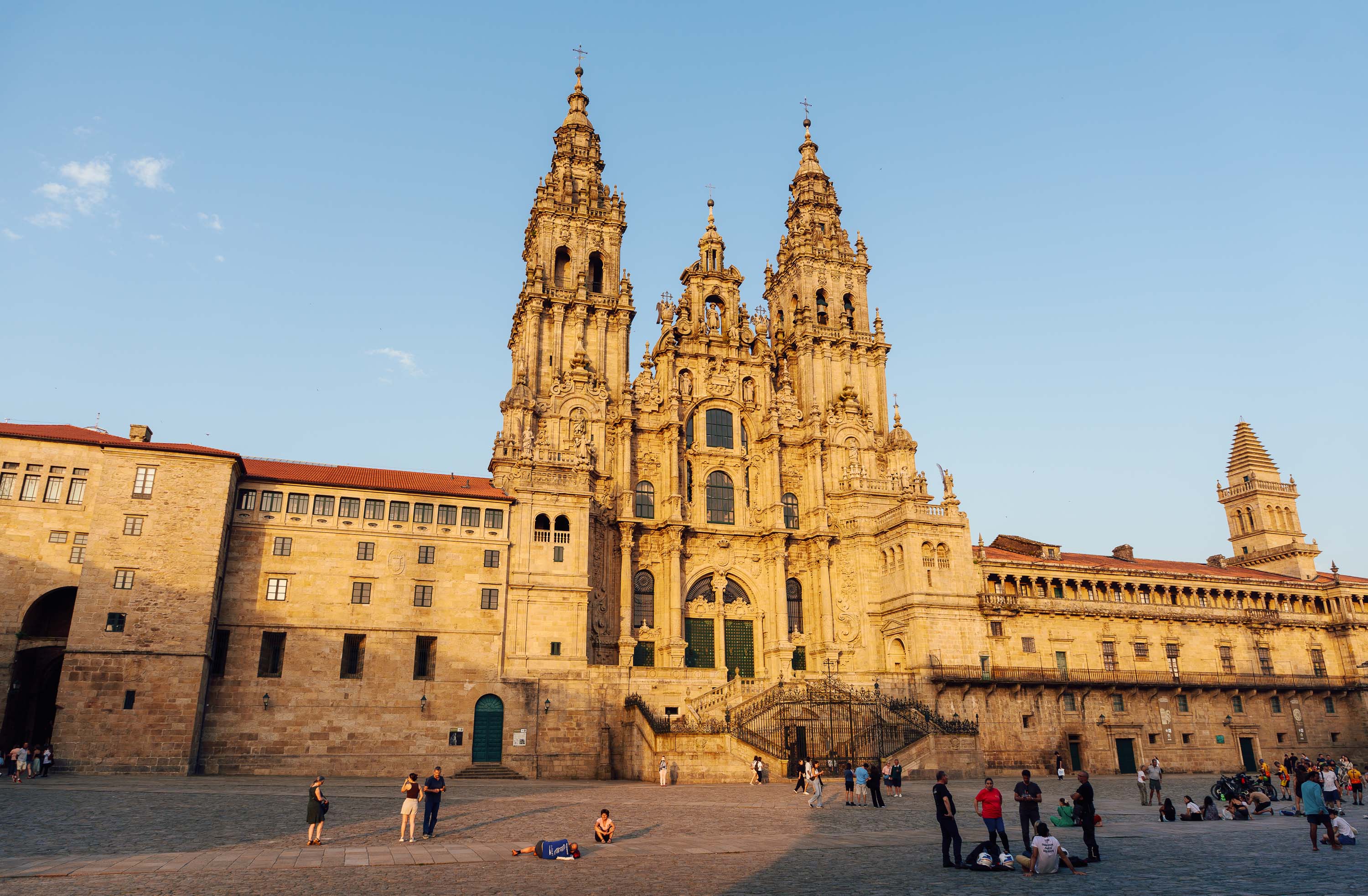 A wide shot of the Cathedral of Santiago de Compostela in Santiago, Spain. Taken by Connor Redmond on the Sony A7C II. 