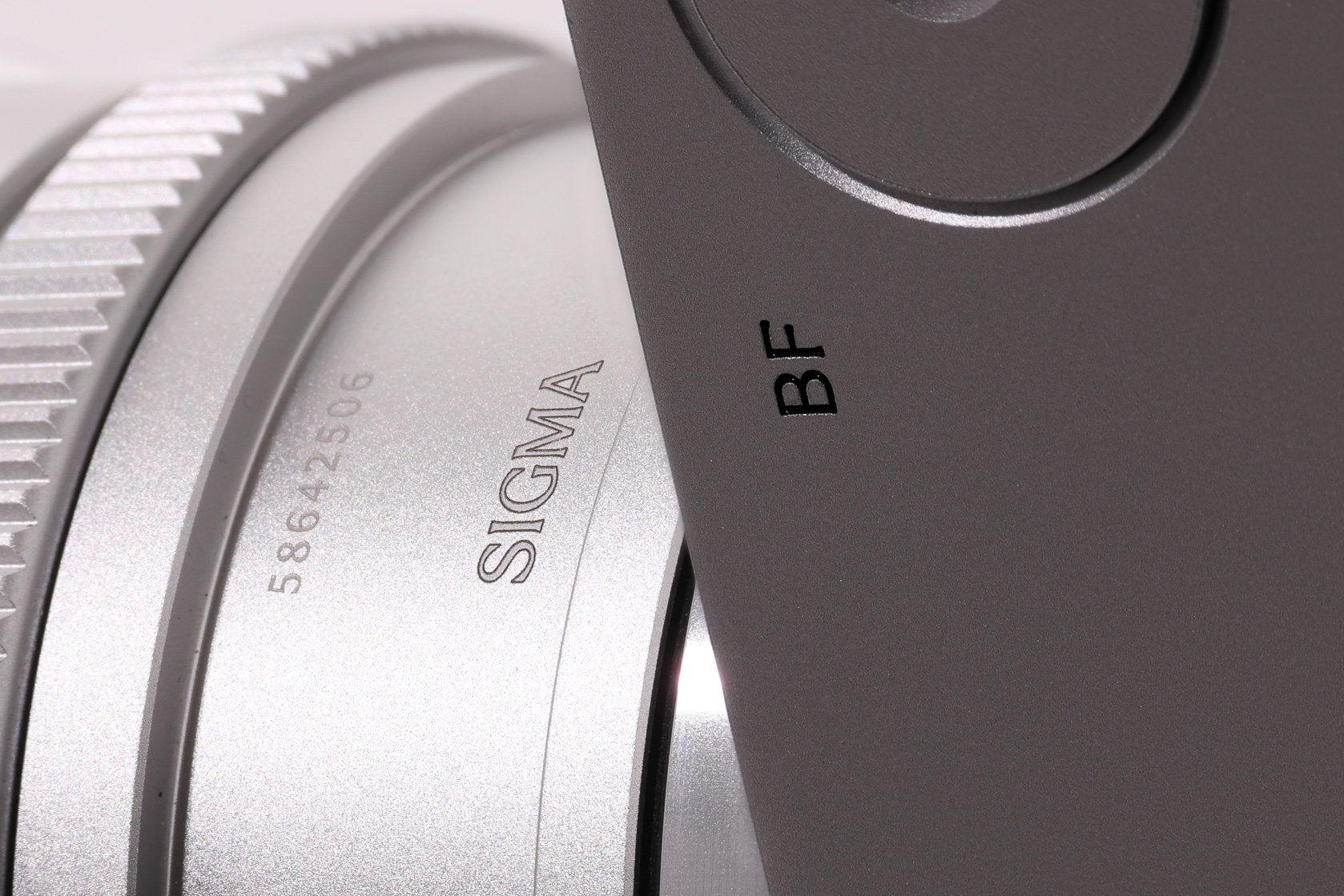 
Close up of the Sigma BF, with ‘Sigma’ and ‘BF’ etchings forming ‘Sigma BF’

