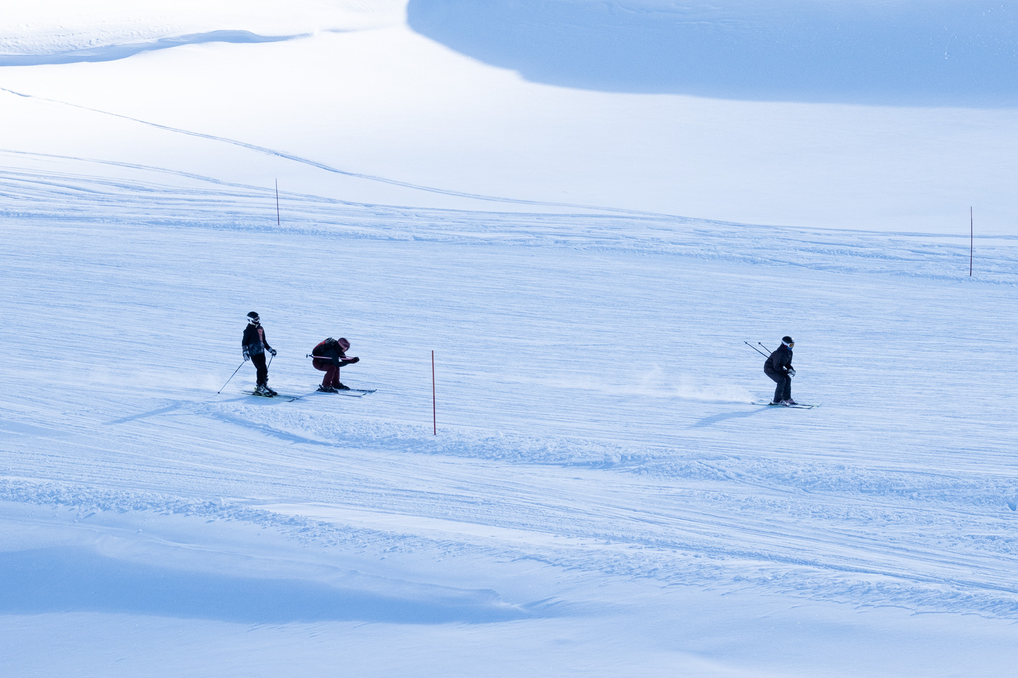 Skiers in the Alps. Taken on the Fujifilm X100VI by Amy Moore.