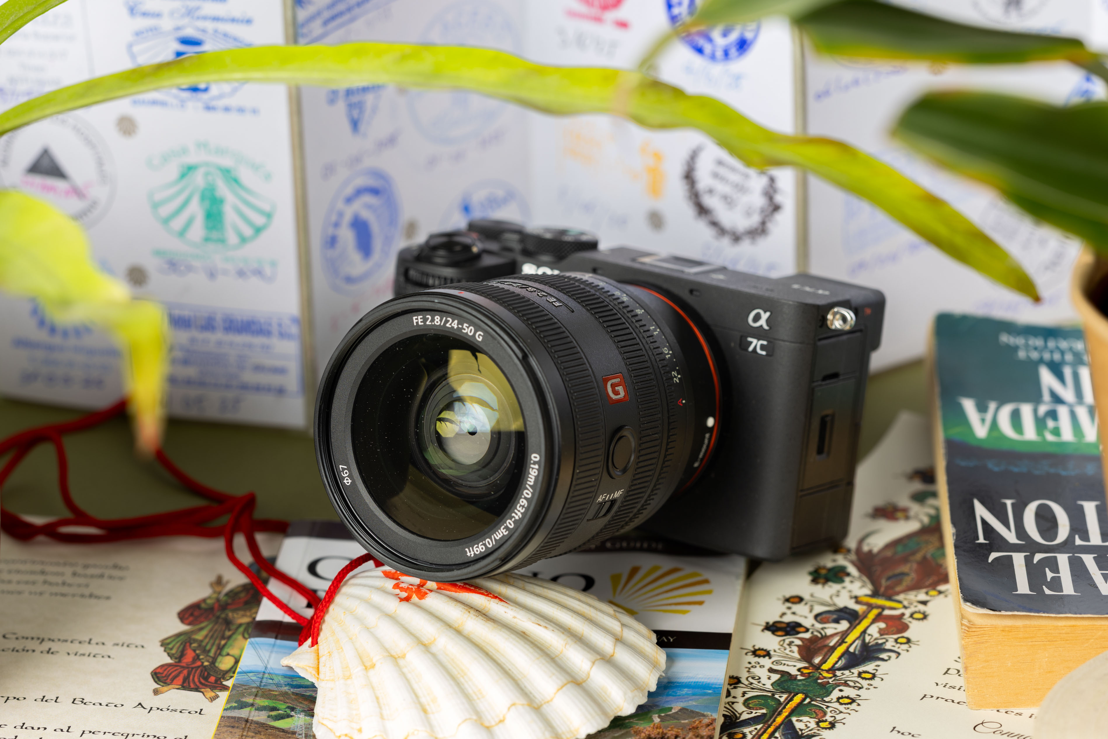 Used Sony A7C II and Sony FE 24-50mm f/2.8G posed on a Camino shell.