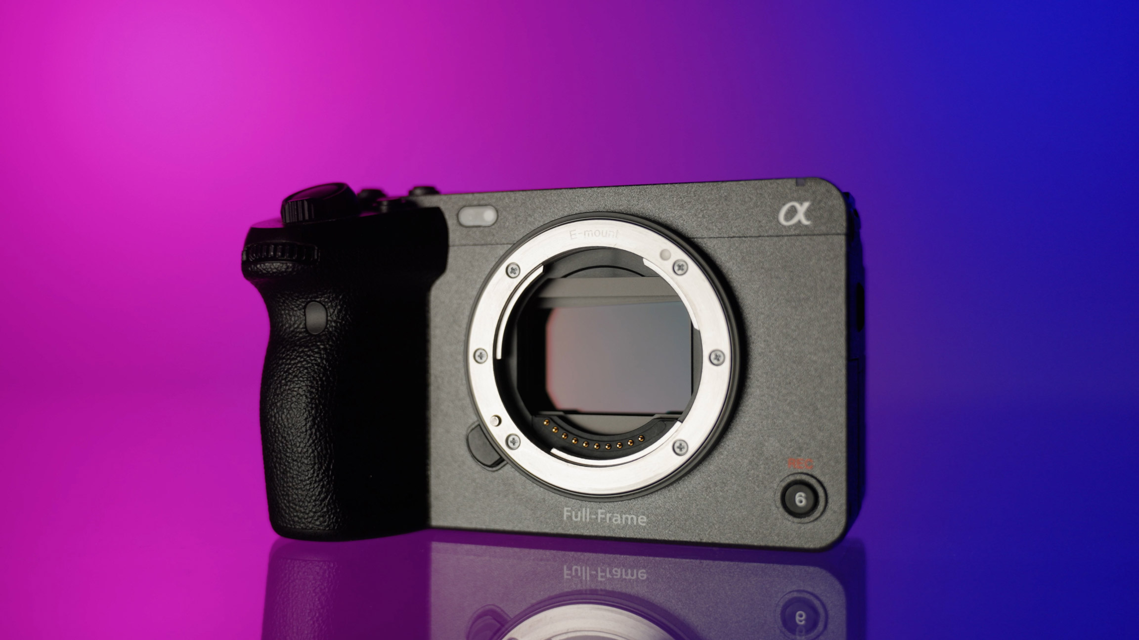 Used Sony FX3 on a pink and purple background