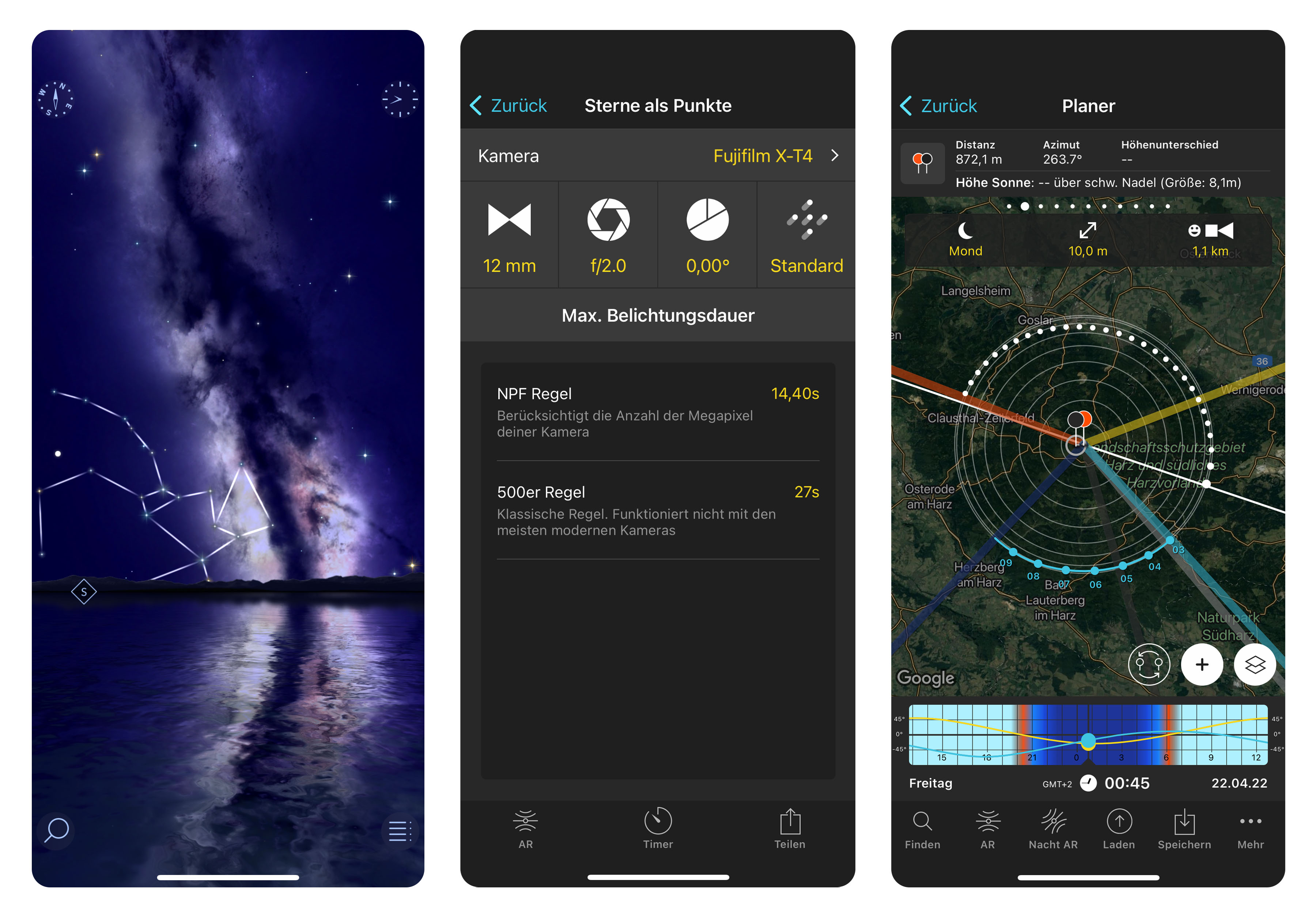 Capture d'écran de ces trois applications
