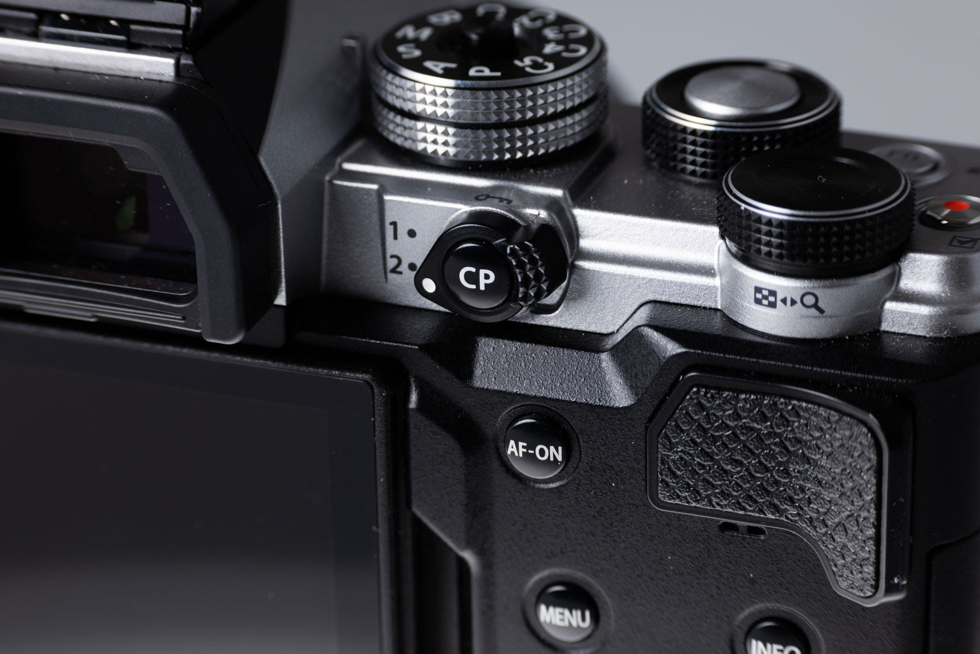 Close-up of the back of the OM System OM-3