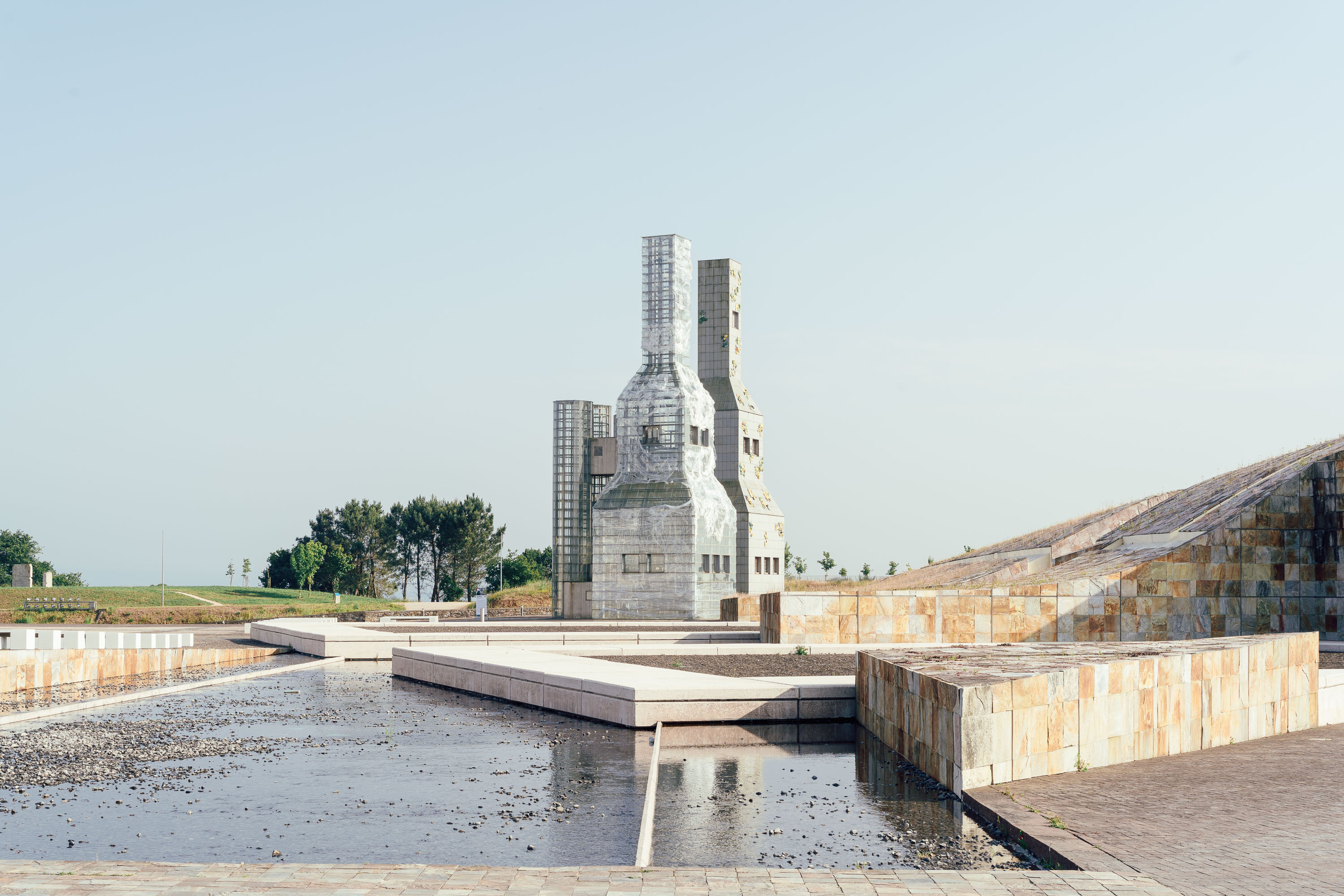 A wide shot of a sculpture at the Cidade da Cultura de Galicia. Taken by Connor Redmond on the Sony A7C II. 
