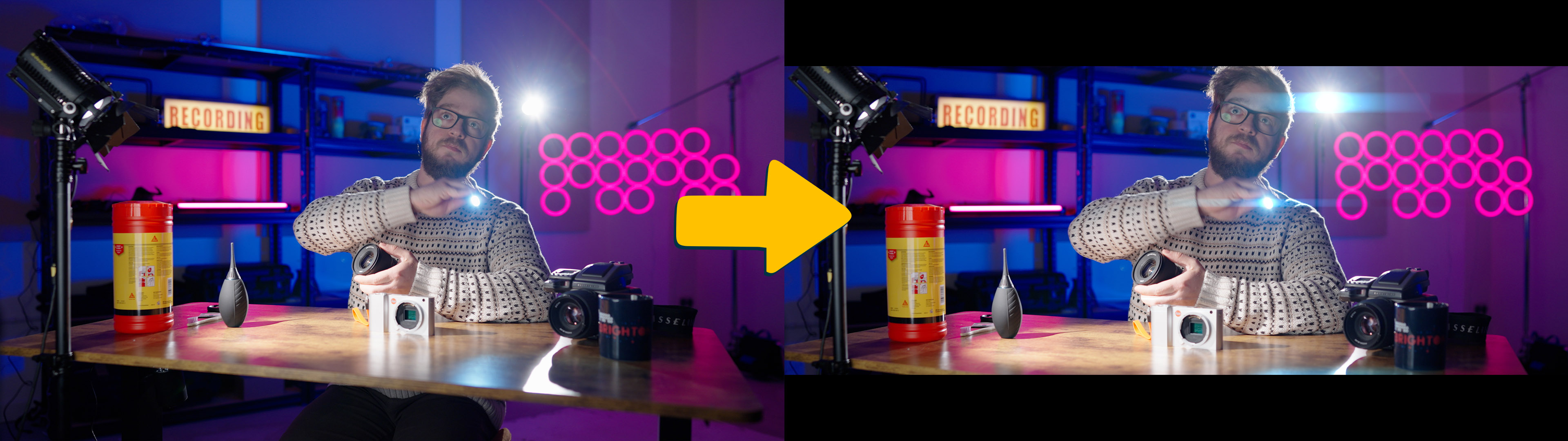 Un exemple côte à côte de comment "simuler" le look anamorphique en post-production