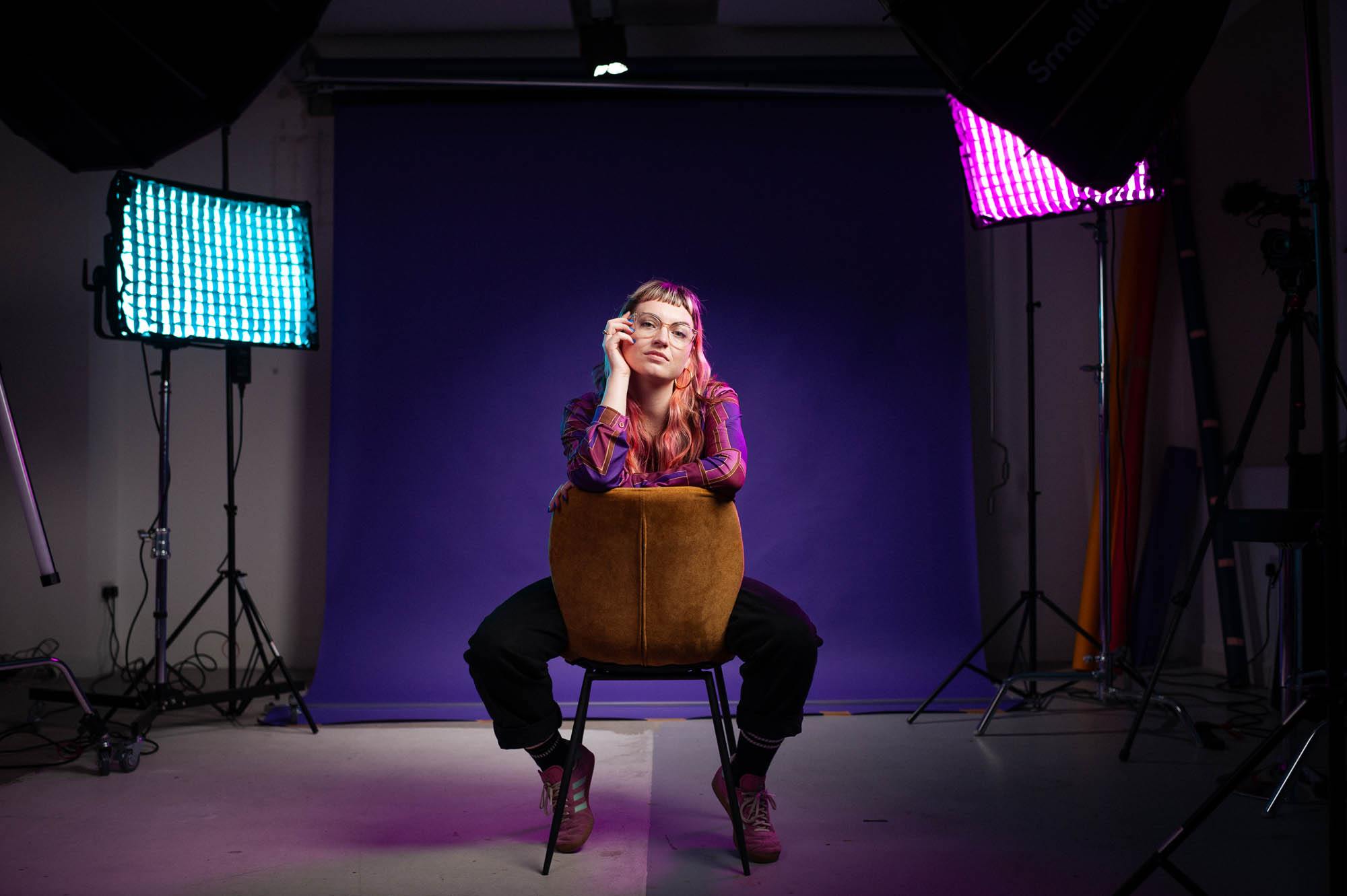 A wide portrait of Courtney Burnam in the MPB Studio. Taken on the Nikon D700 by Jakub Golis.