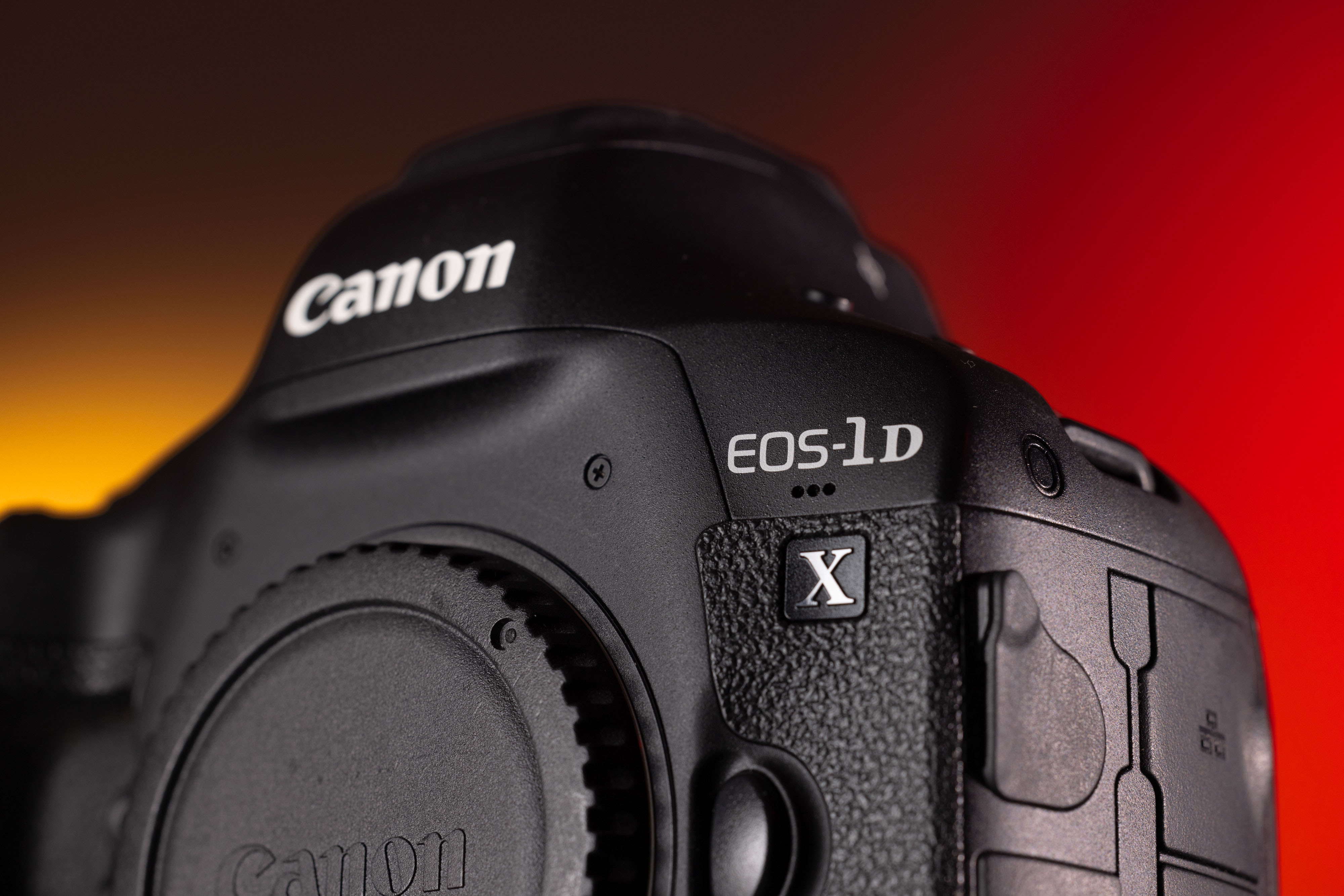 Close-up of a used Canon EOS 1DX Mark II