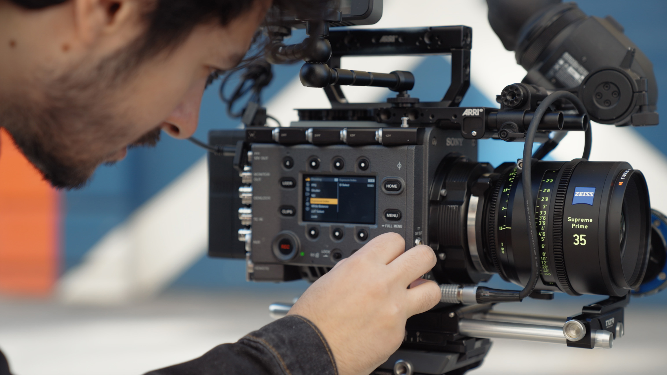 Person looking at Sony VENICE camera menu