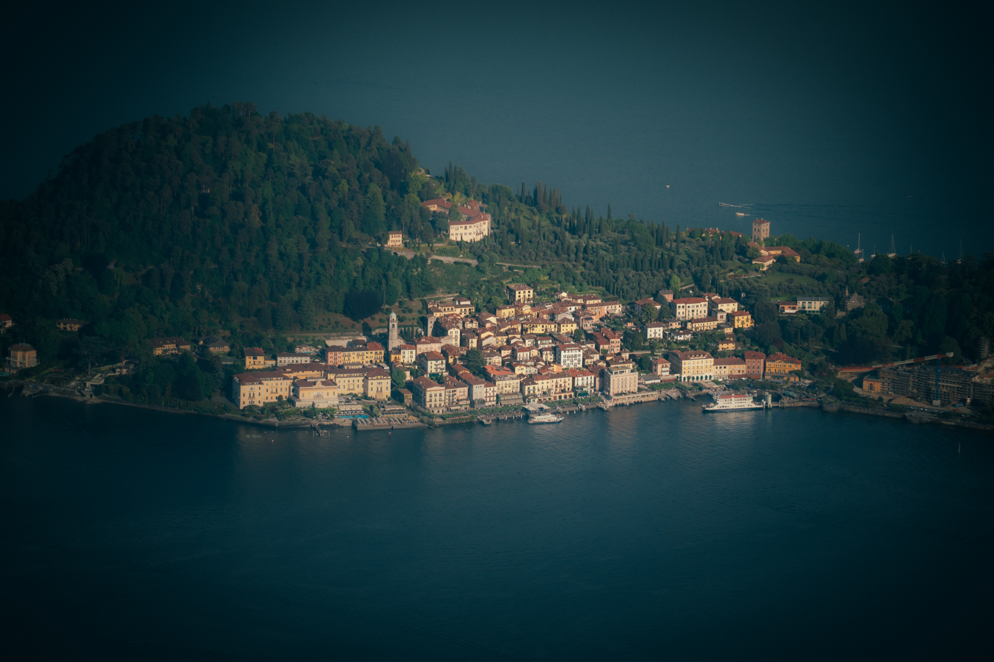 Close-up view of a village on Lake Como
