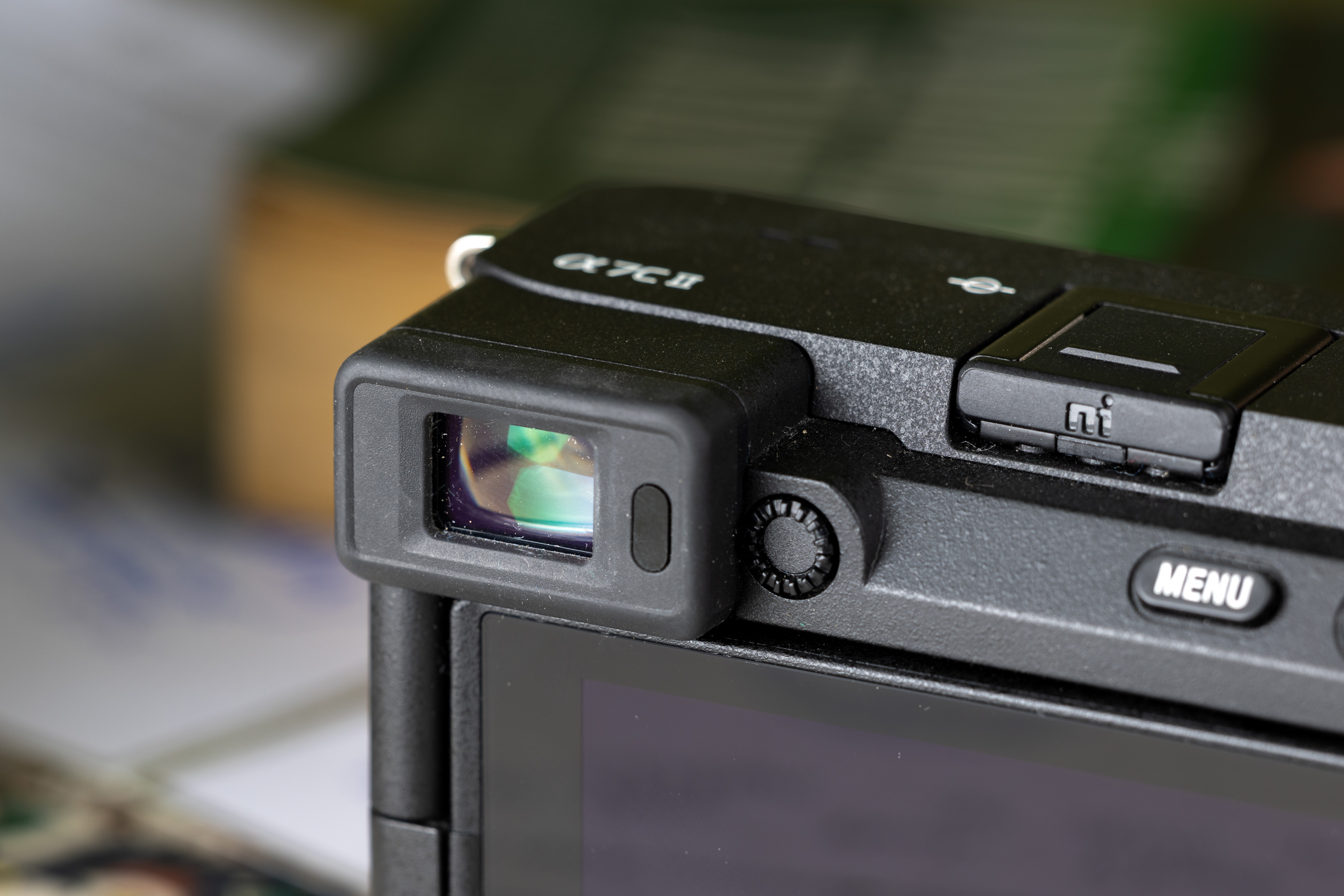 A close-up of the Spny A7C II viewfinder. 
