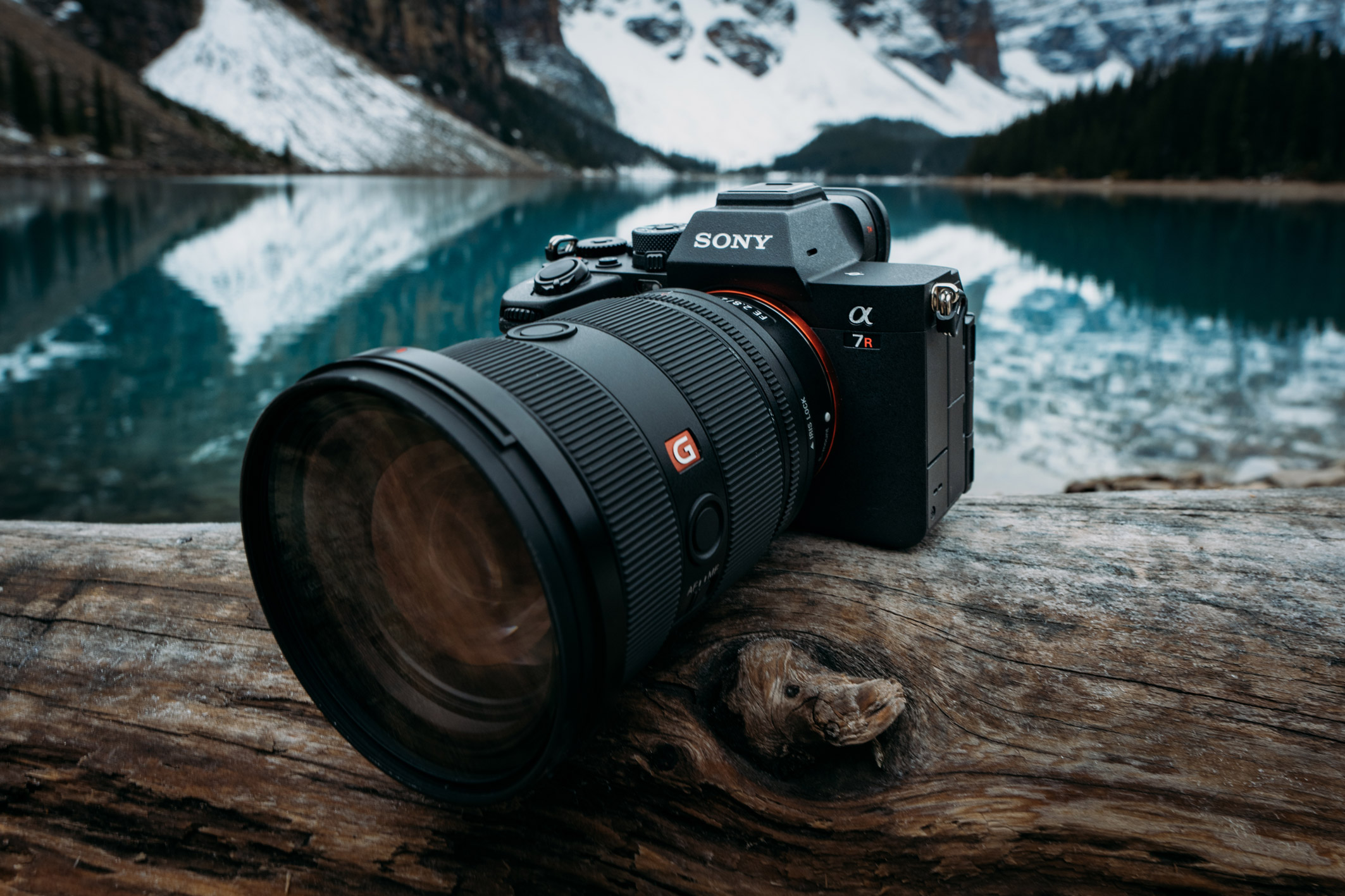 Photo of a Sony A7R V in front of water in Banff National Park by Jude Allen.