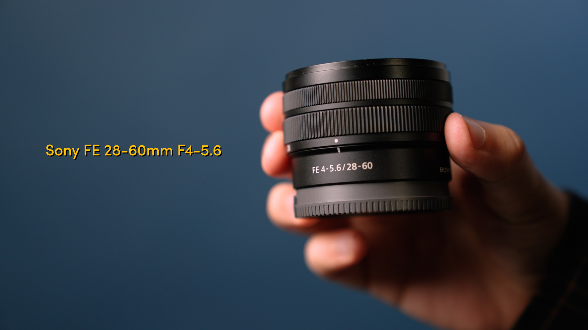 Sony FE 28-60mm f/4-5.6 against a blue background