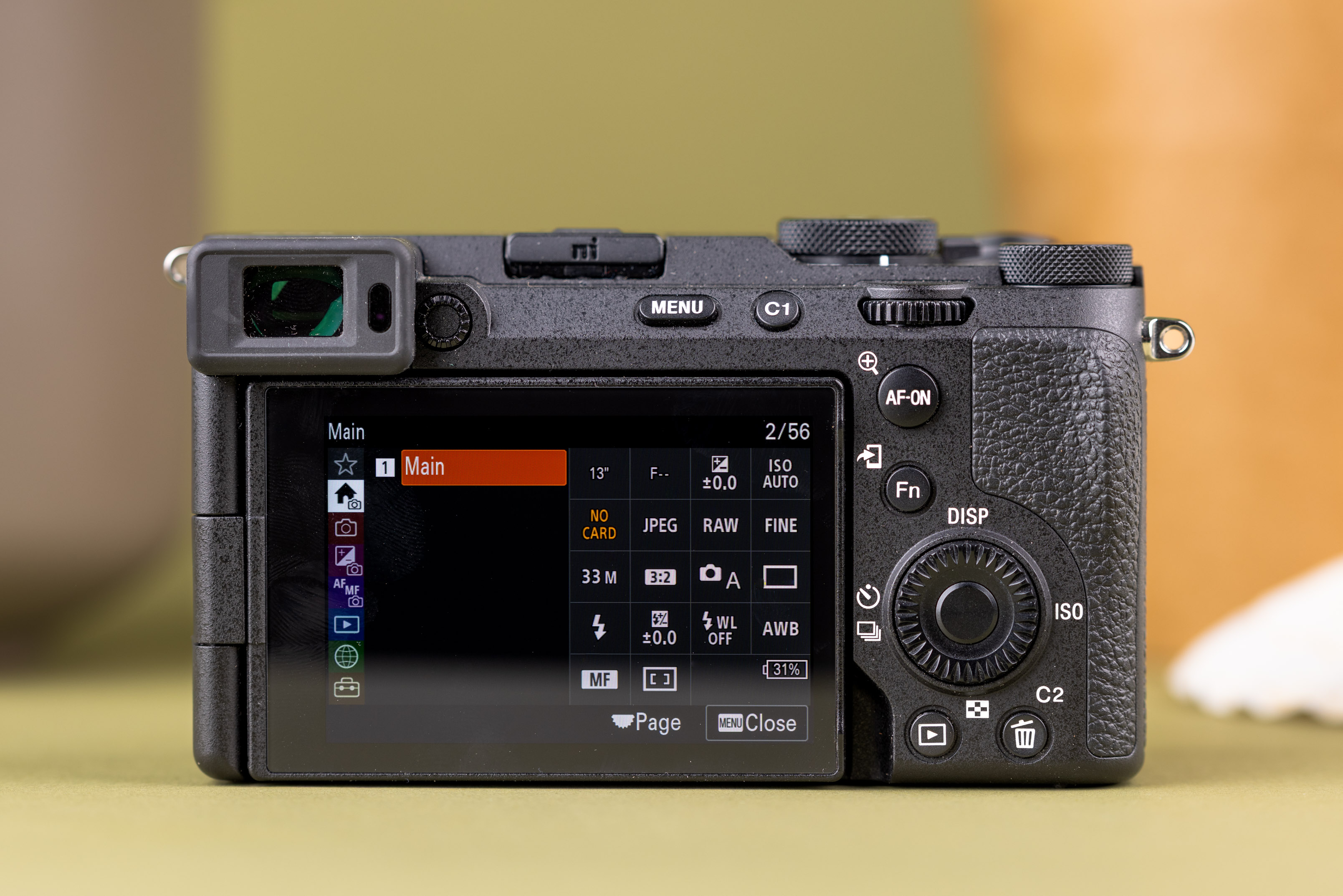 Sony A7C II customisable main menu screen 
