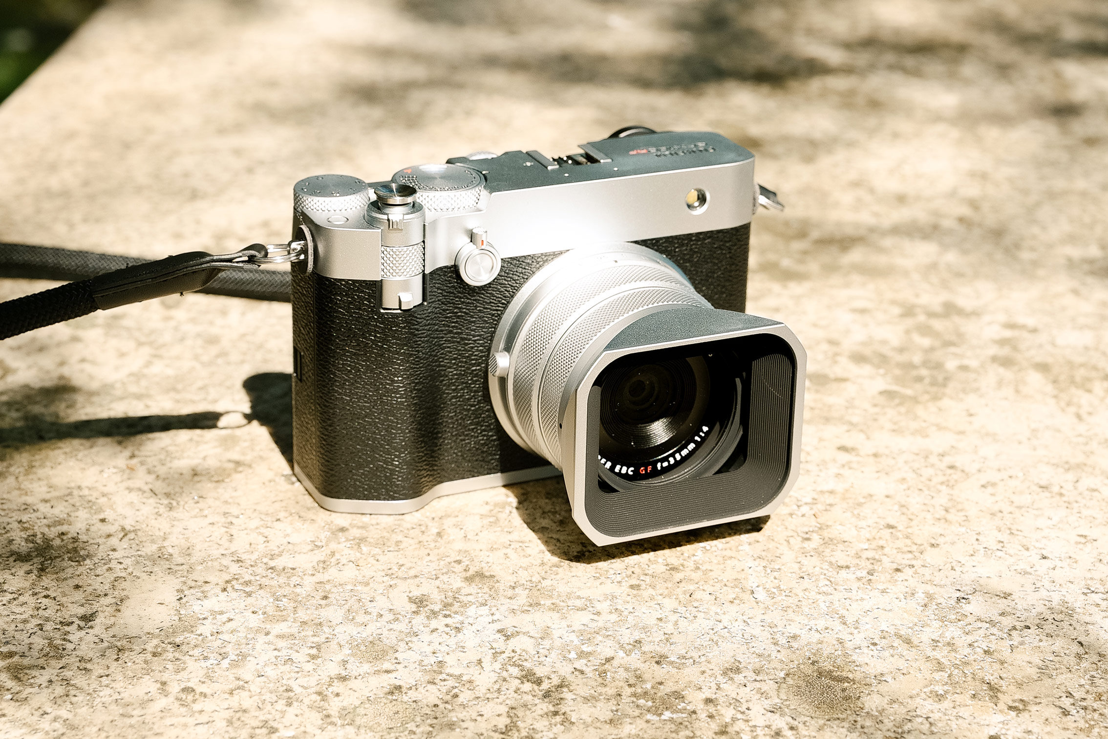 New Fujifilm GFX100RF on a rock outside