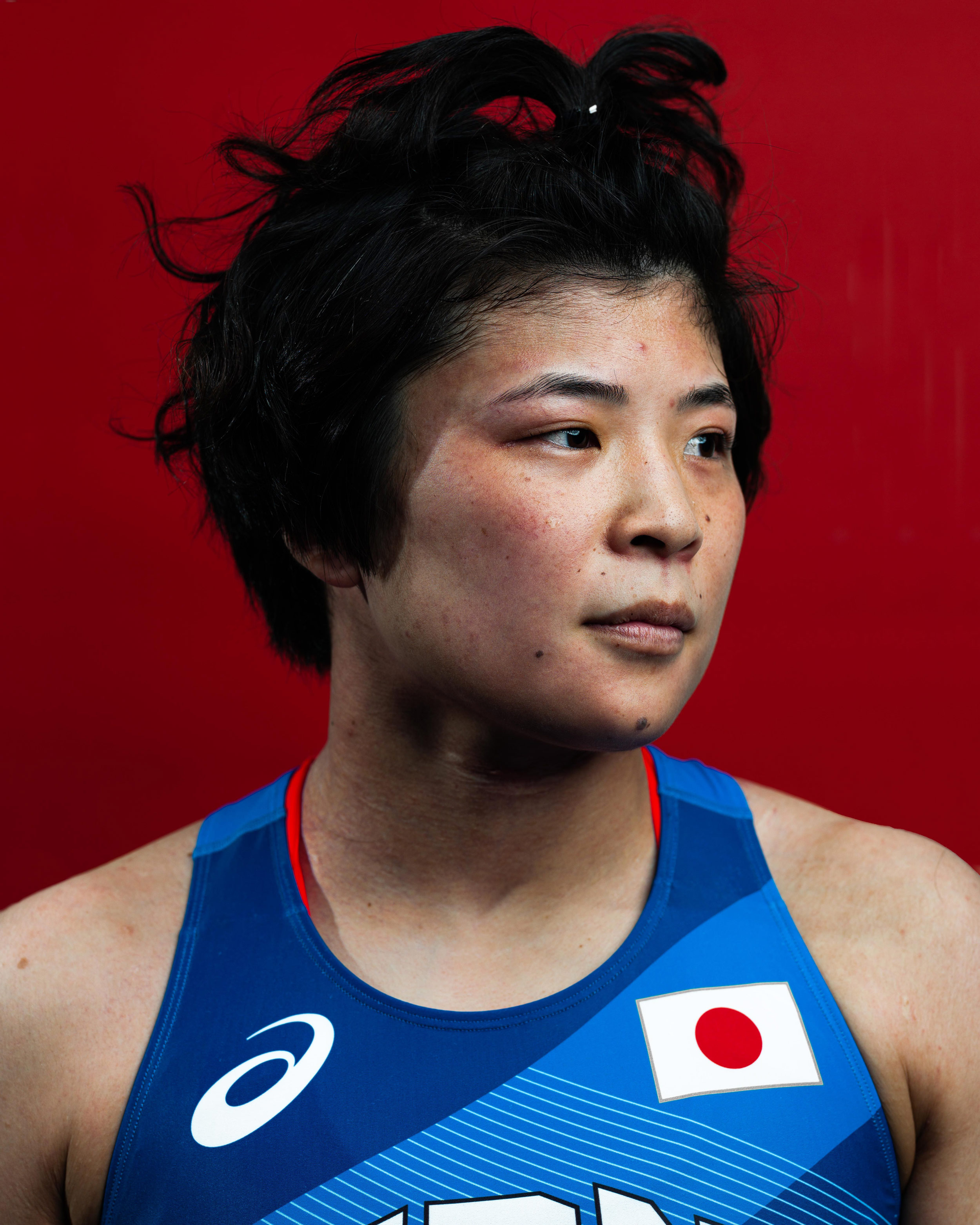 A portrait a wrestler looking to the right, shot on Phase One P45 Plus by Theo Lowenstein