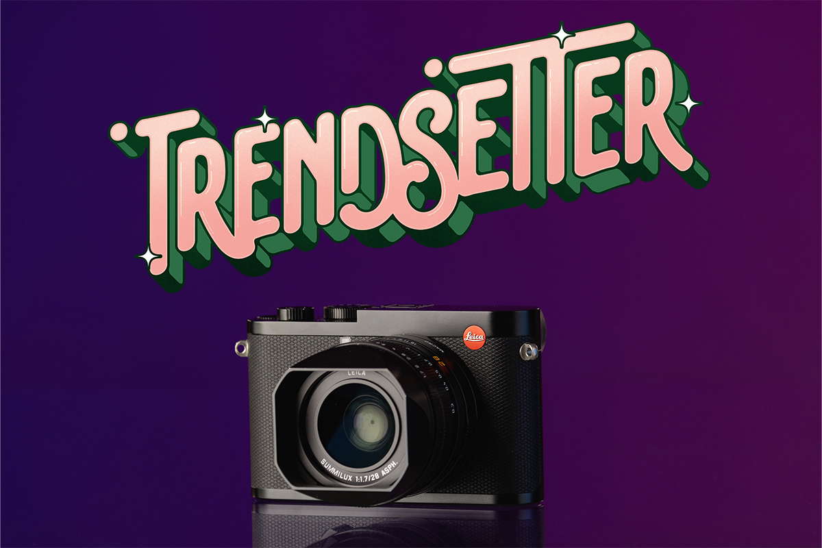 A Leica Q2 against a purple background with 'Trendsetter' overlaid, for The Photo and Video Kit Hall of Fame
