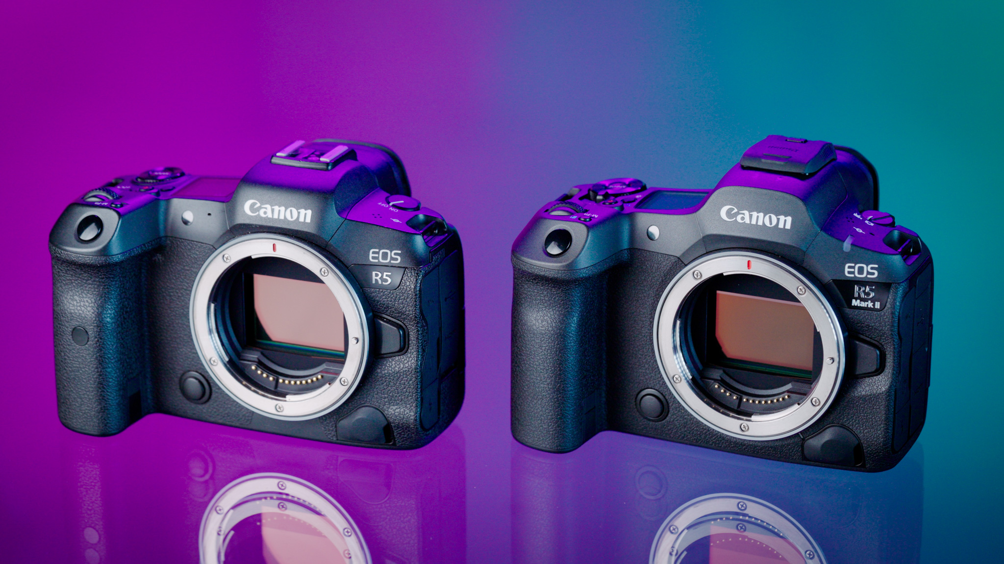 Canon EOS R5 compared next to the Canon EOS R5 Mark II