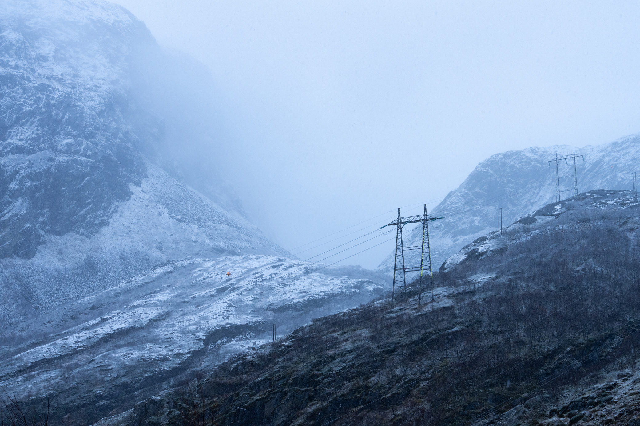 Shot of a snowy mountain in Norway