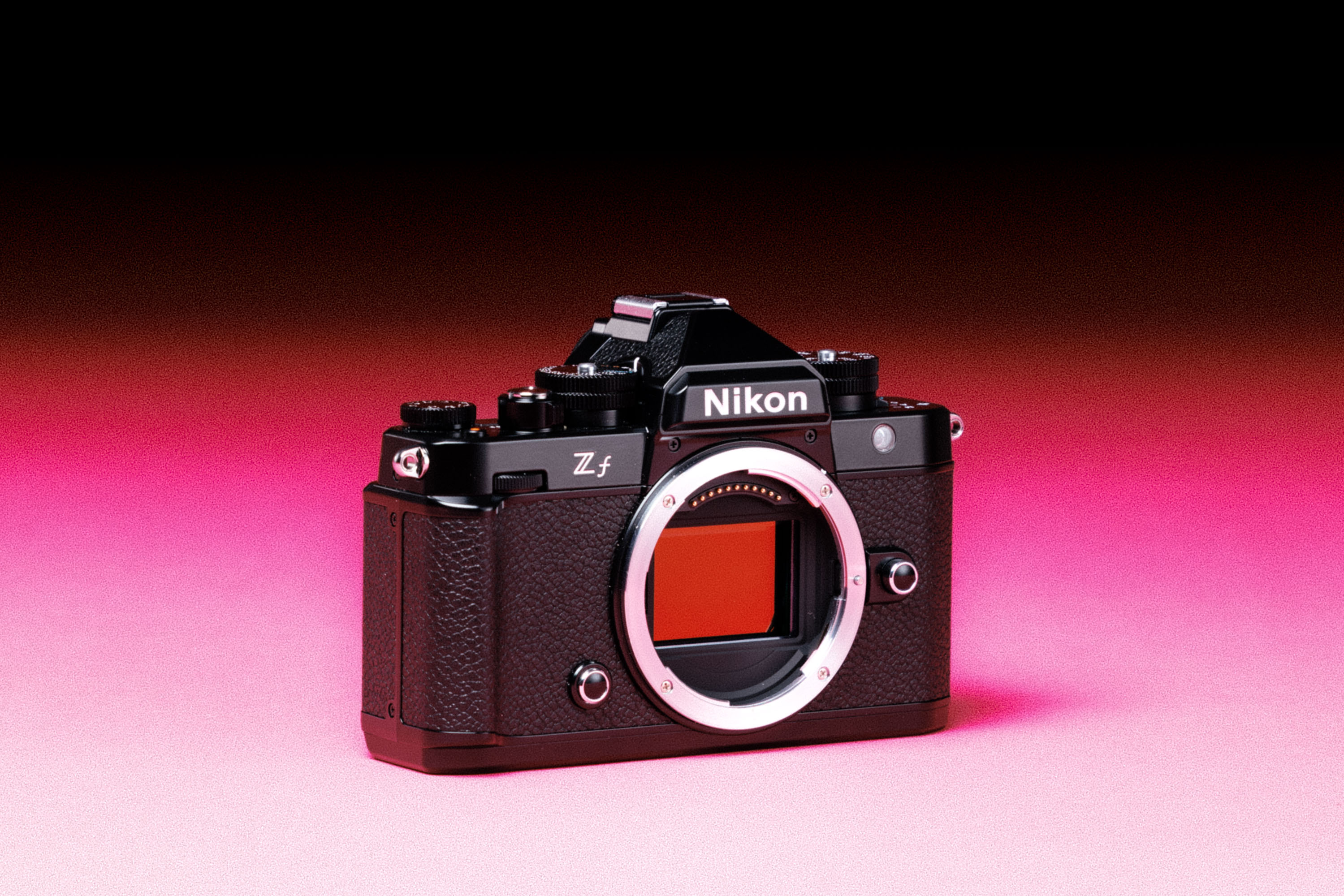 Nikon Zf on a black and pink background