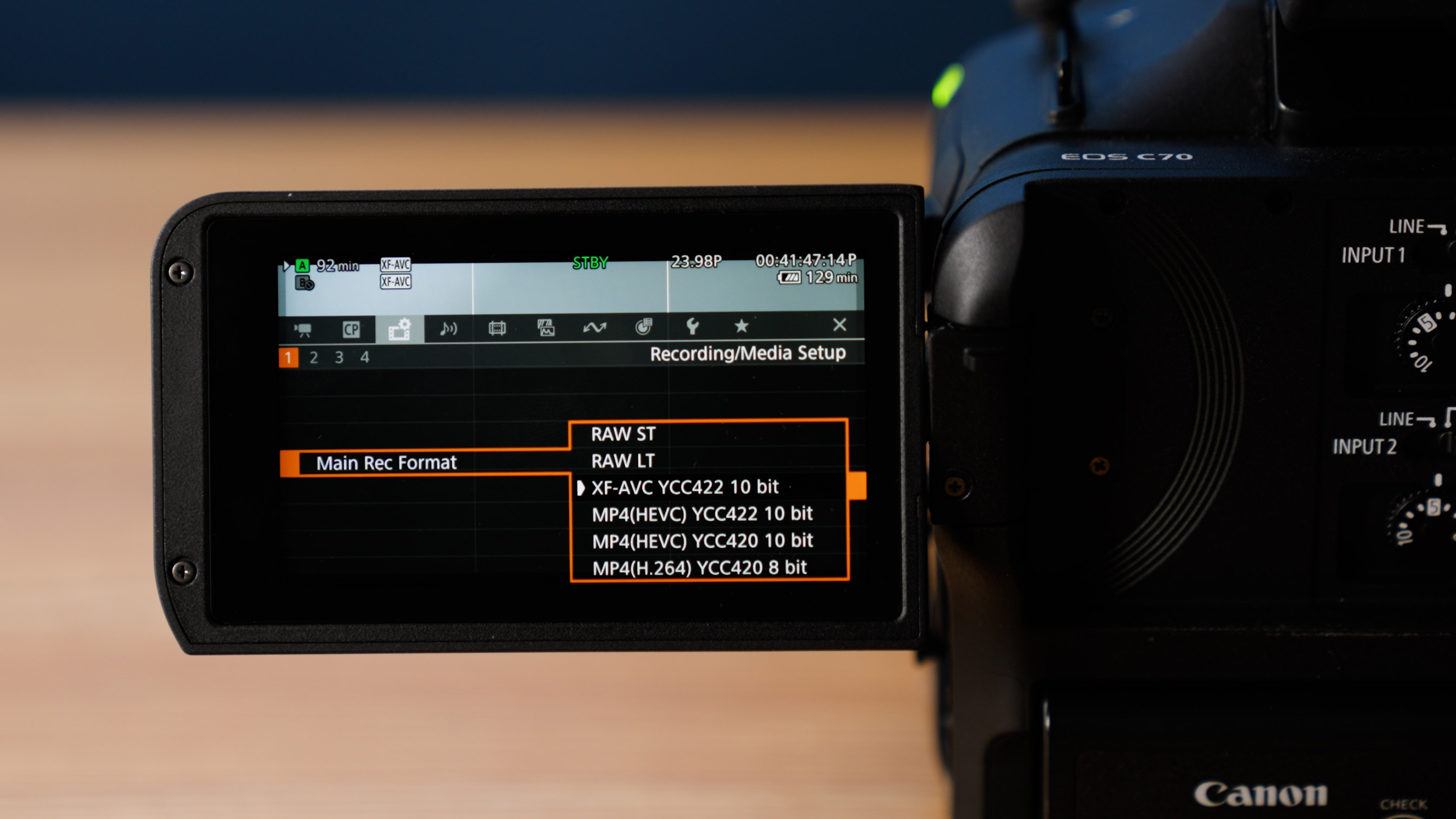 Aufnahmeformate der Canon C70
