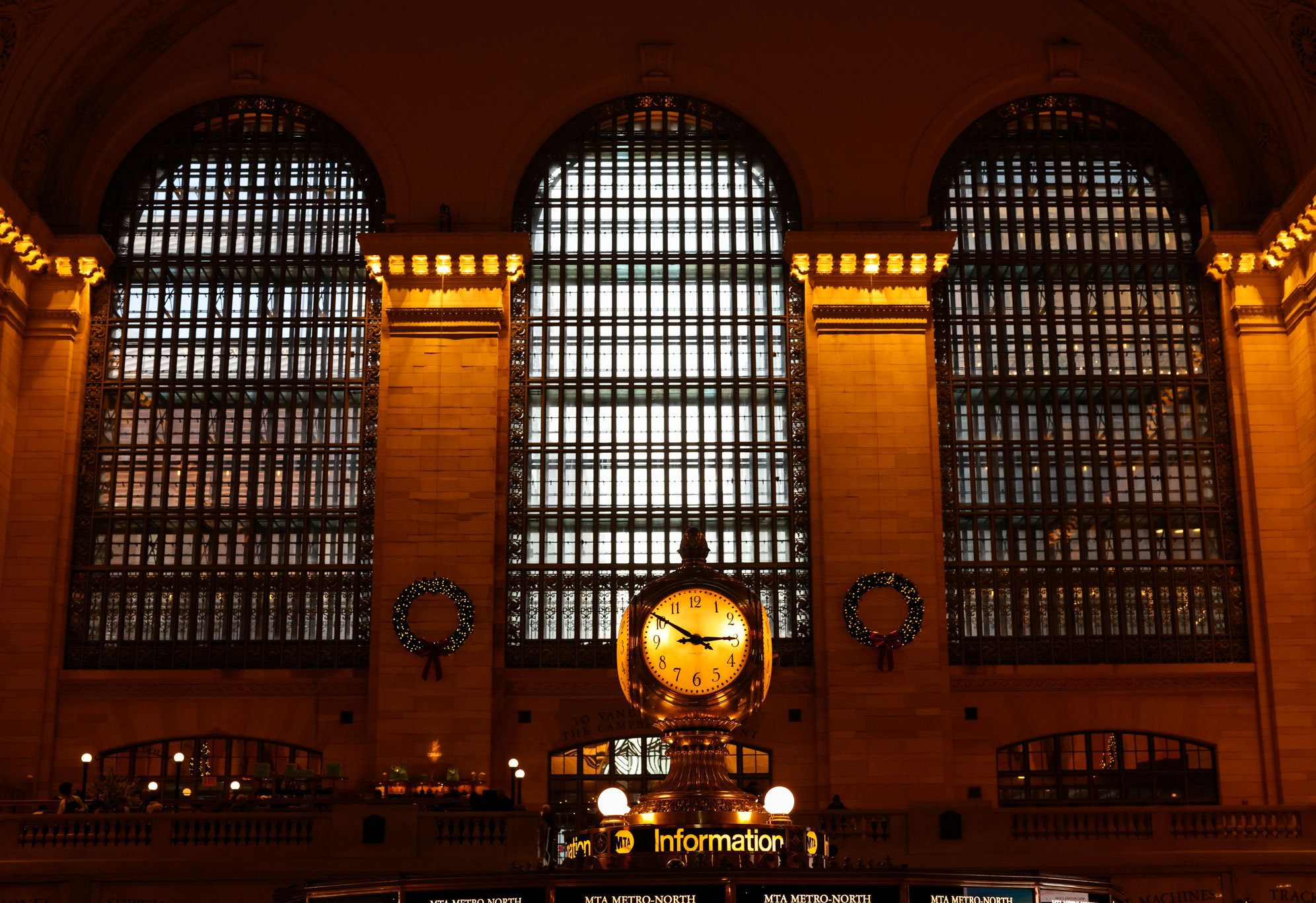 Image of clock at Grand Central Station in New York City in the mid afternoon of a winter day, photo by Berta Amelinaite.