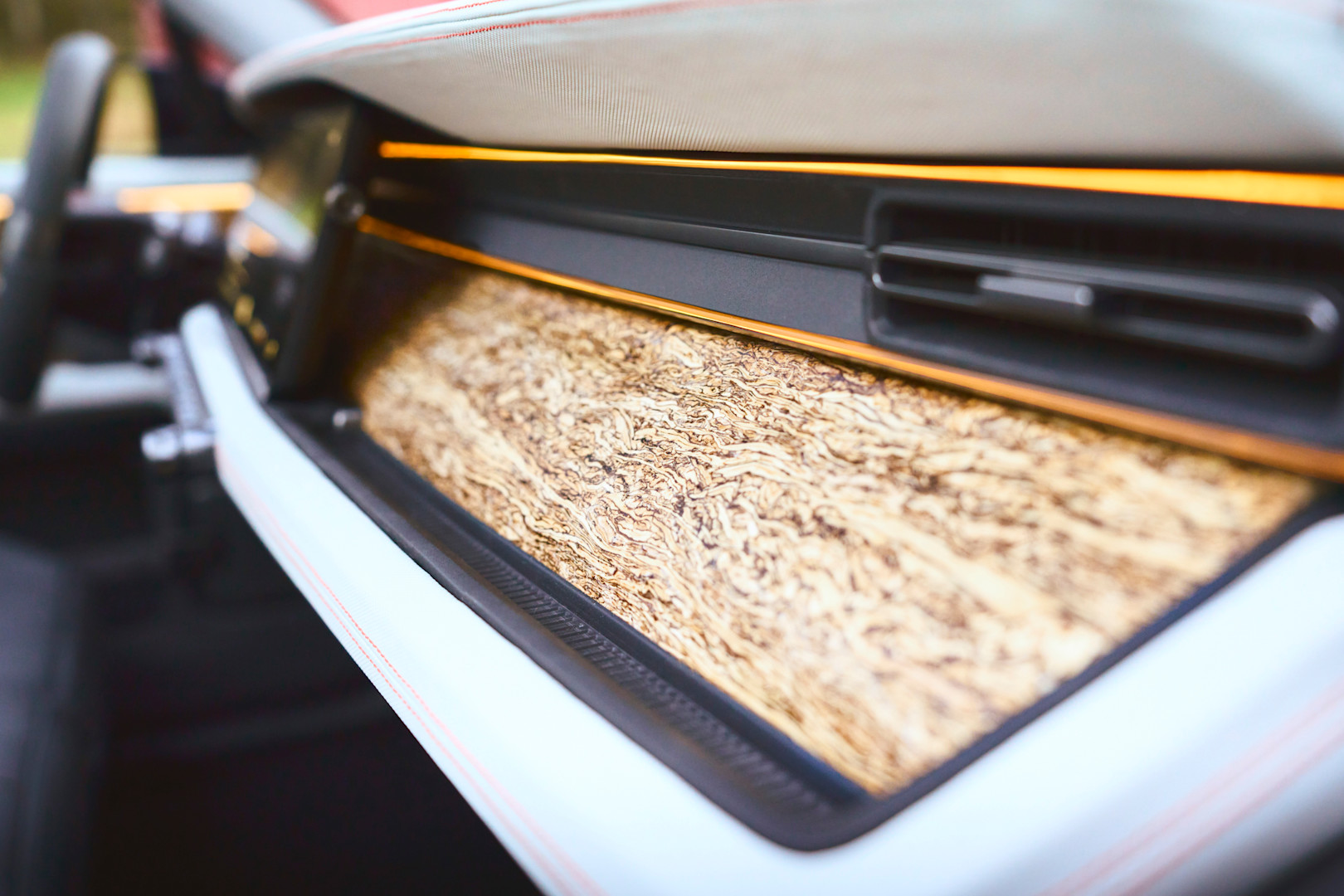 Zoomed-in image showing the interior design of the terra truck front seat