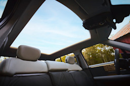 Terra truck interior with angled view of open sunroof