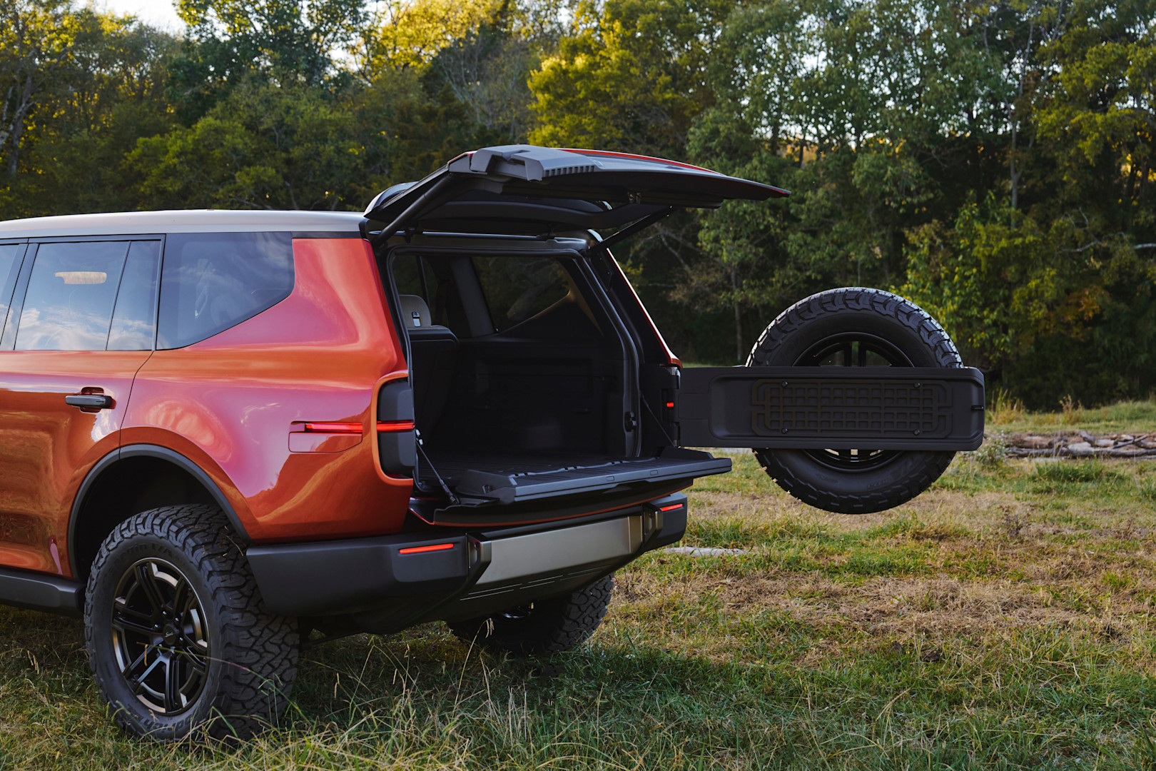 Rear trunk of a traveler with luggage