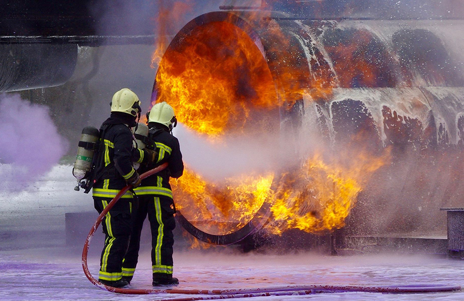 Brandweermannen in actie