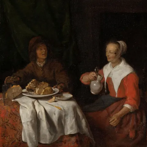 Rijksmuseum Schiphol: Man en vrouw aan de maaltijd - Gabriël Metsu