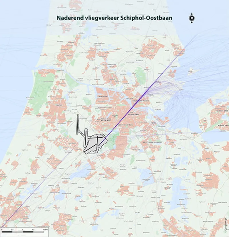 Schiphol-Oostbaan (noordoost) naderend