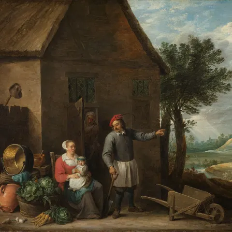 Rijksmuseum Schiphol: Een landman met een vrouw en kind - David Teniers II