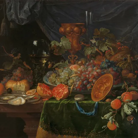 Rijksmuseum Schiphol: Stilleven met vruchten, oesters en een porseleinen kom - Abraham Mignon