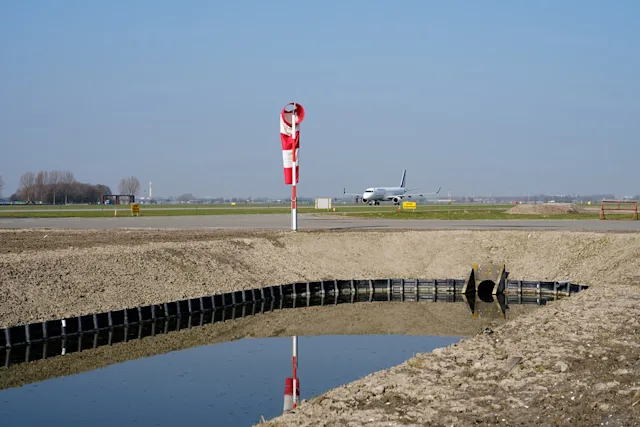 Brandweerpost Vijfhuizen naast de Polderbaan is een PFAS- locatie die nader onderzocht moet worden. Hier is begin 2026 al wel een klein deel van de bodem gesaneerd.