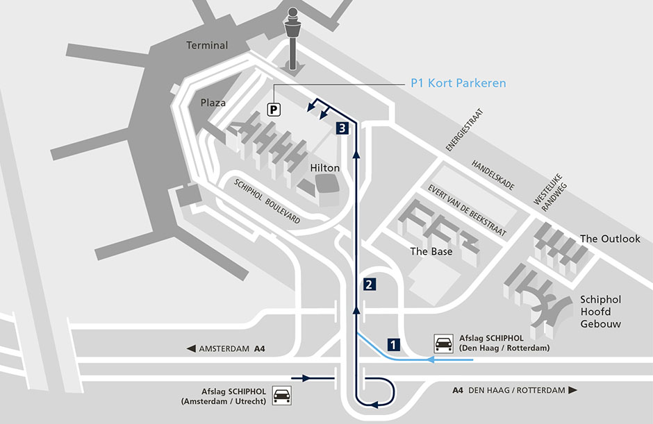 How to get to P1 at Schiphol