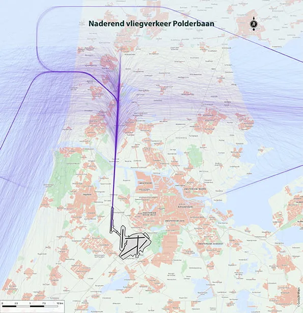 Polderbaan (noord) naderend