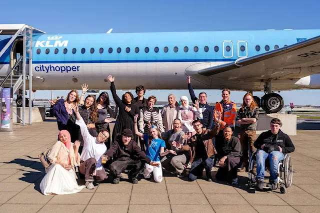 Young people from Amsterdam at Schiphol