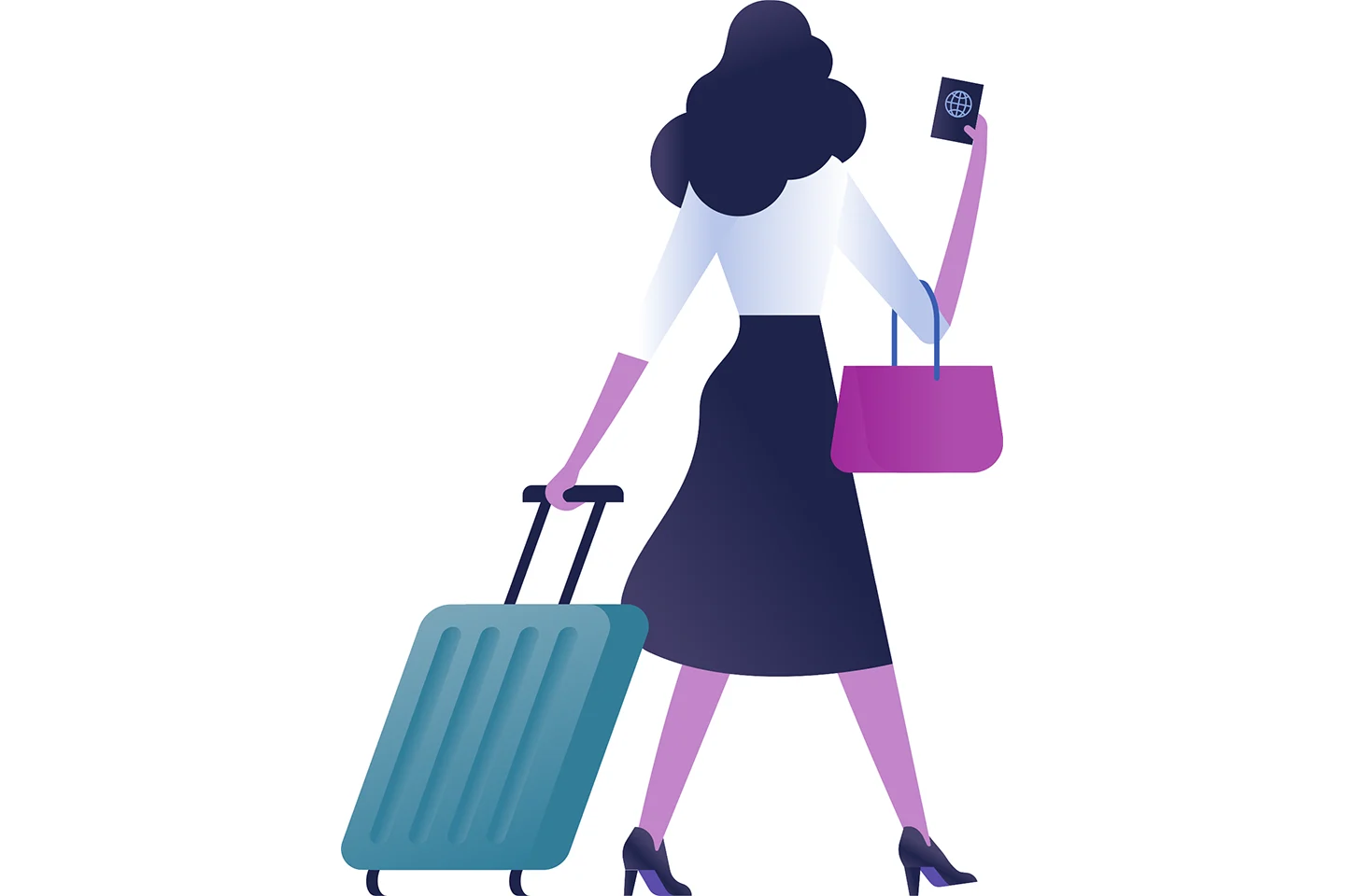 Schiphol Wallpaper Vrouw met koffer en paspoort