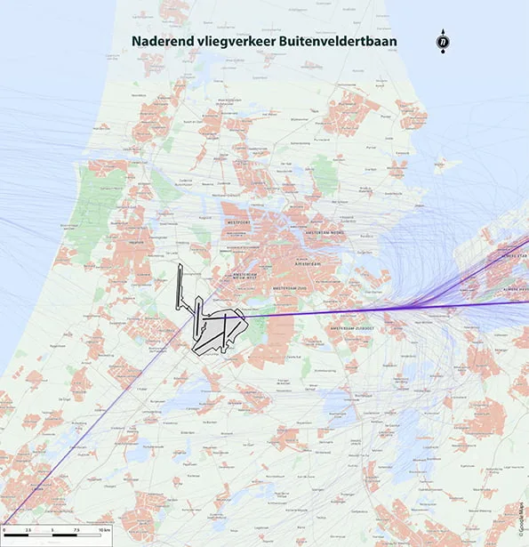 Buitenveldertbaan (oost) naderend