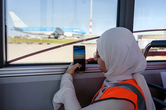 Young people from Amsterdam at Schiphol