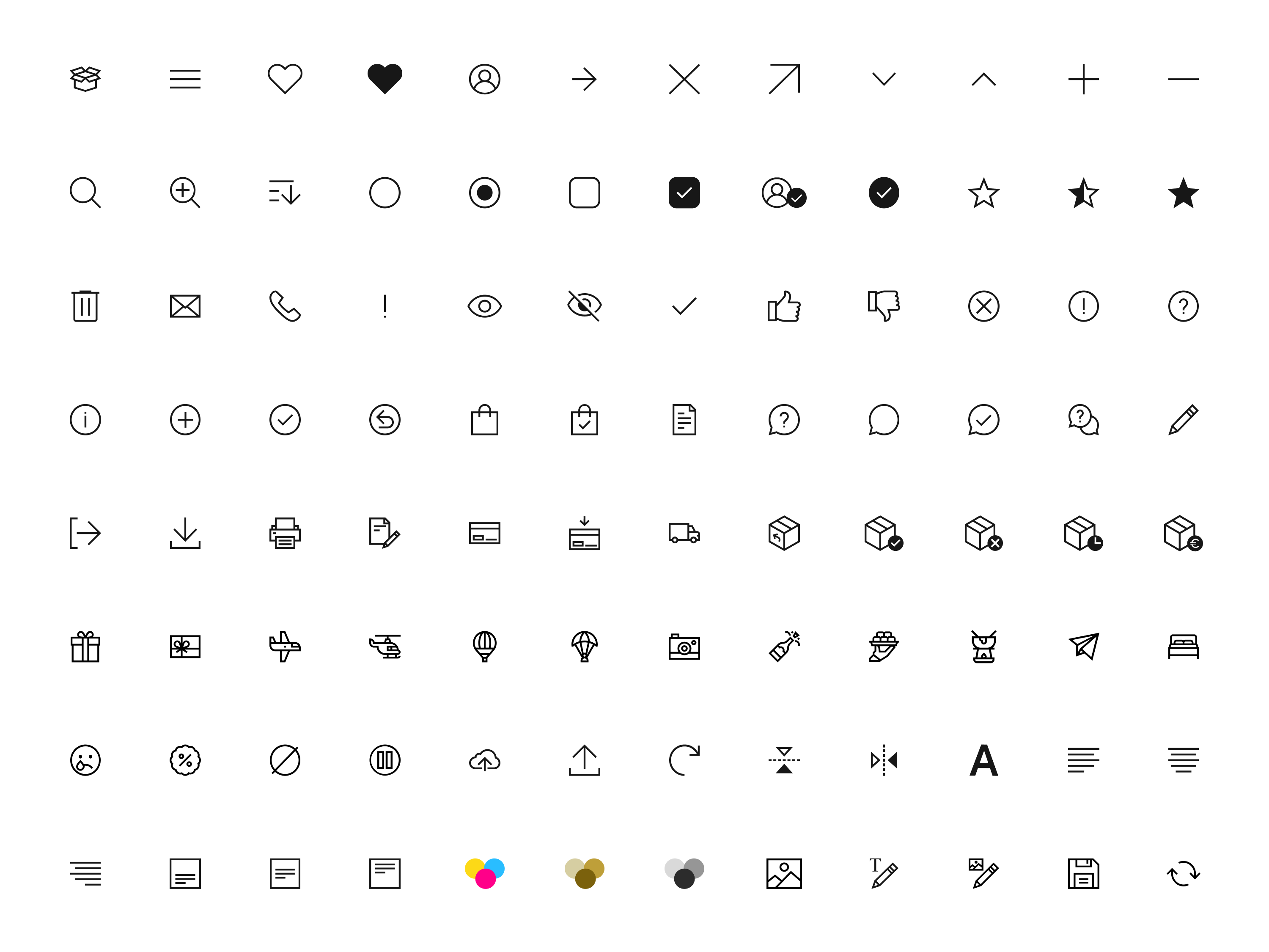 Collection of icons from the Geschenkidee UI Collection of icons from the Geschenkidee UI
