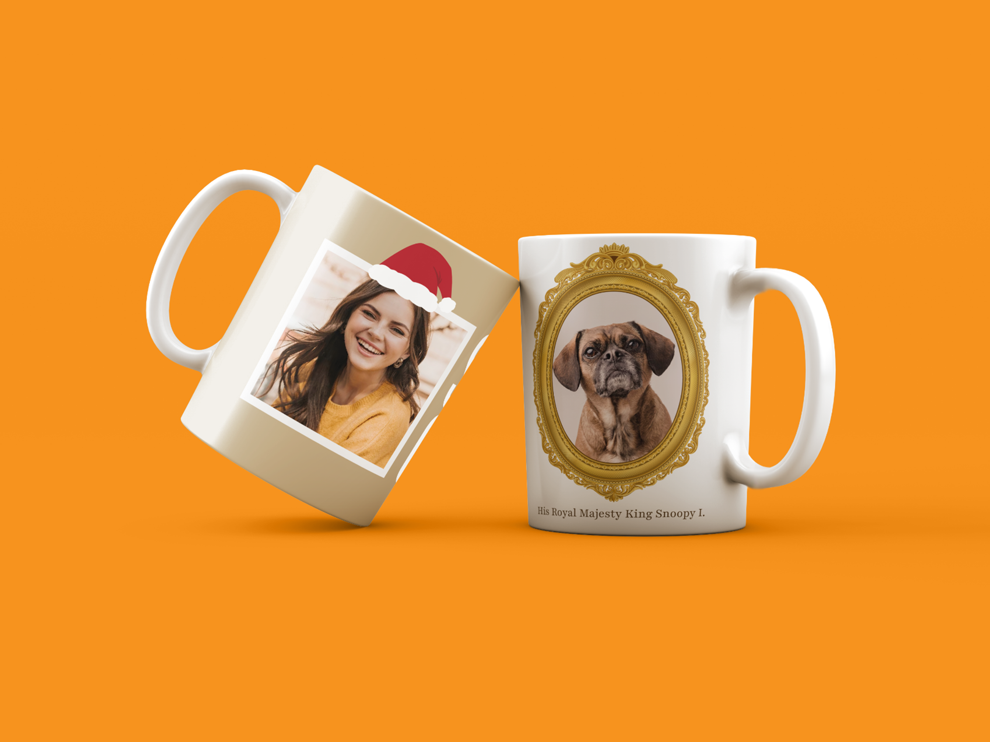 Two mugs with personalized designs created using the personalization editor from Geschenkidee Two mugs with personalized designs created using the personalization editor from Geschenkidee